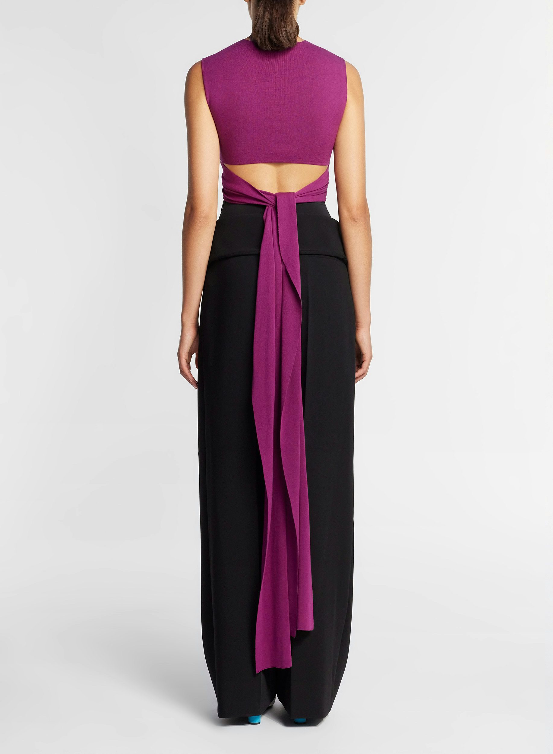 Wide trousers with turn-up on the hips in black gabardine - Nina Ricci