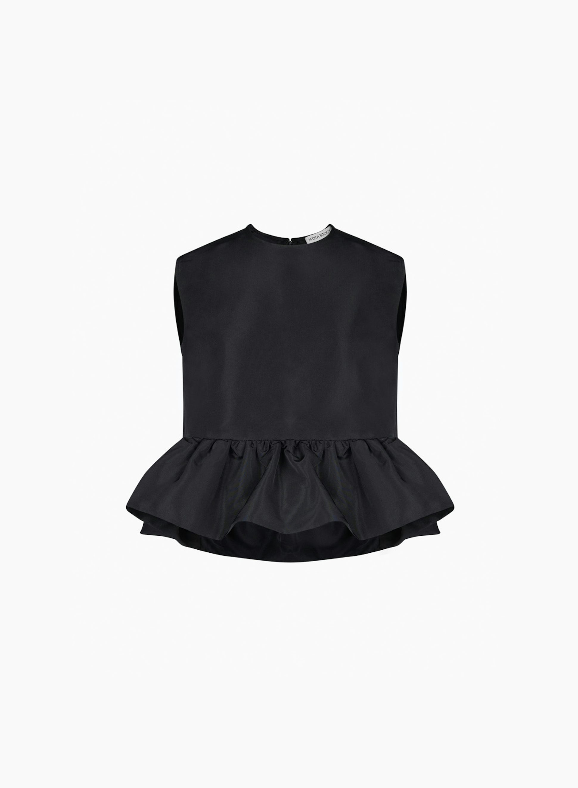 Taffeta Sleeveless Peplum Top Black - Nina Ricci
