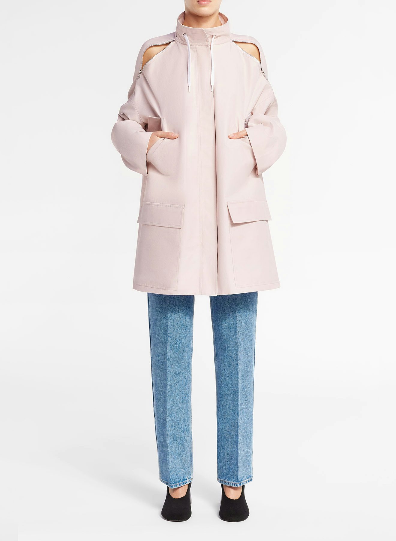 Pale Pink Parka with Twisted Zipped Sleeves - Nina Ricci