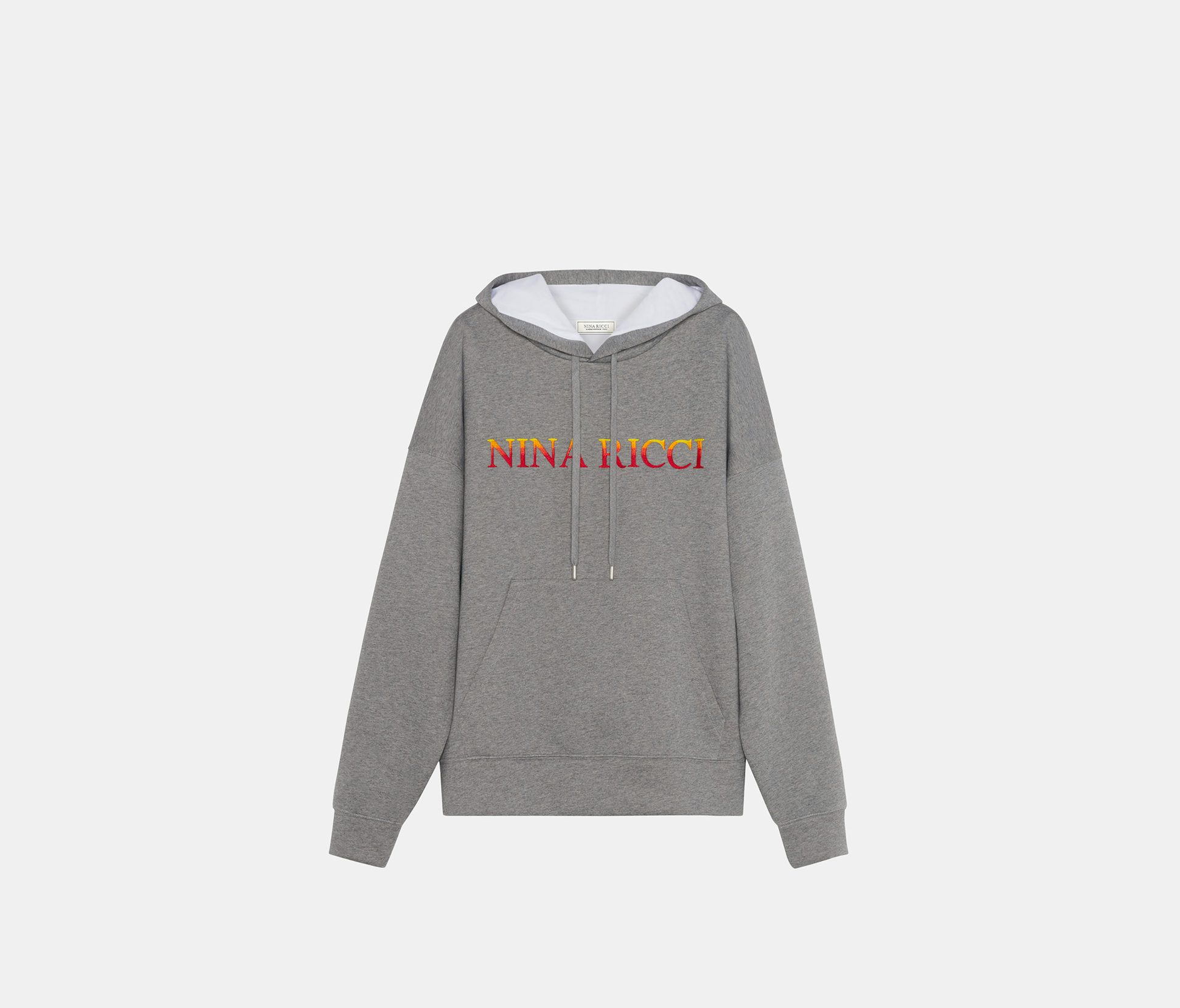 Sweatshirt à Capuche Réversible en Néoprène Gris et Blanc à Logo Sunset - Nina Ricci