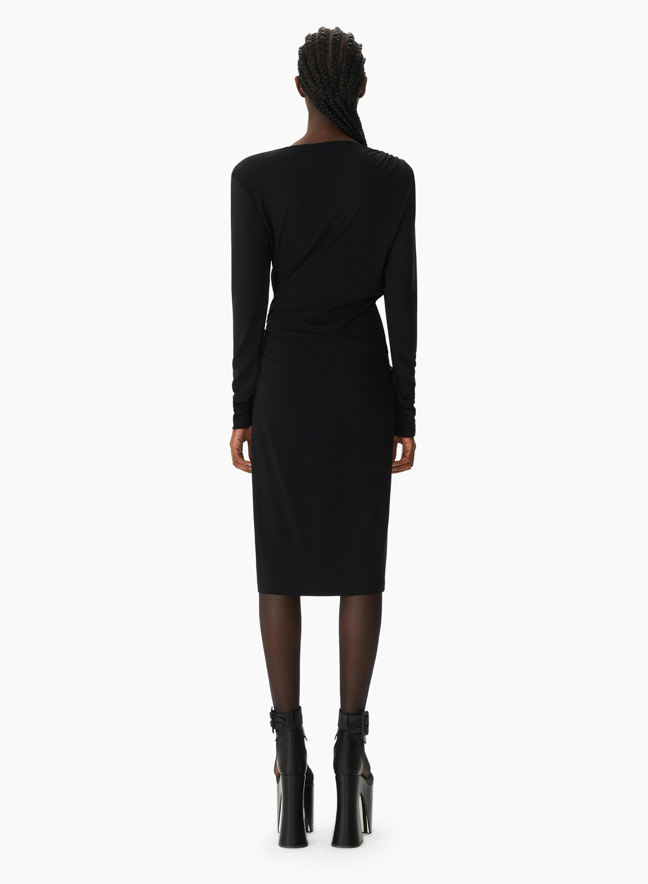 Vestido Envolvente de Jersey Fluido Negro - Nina Ricci 