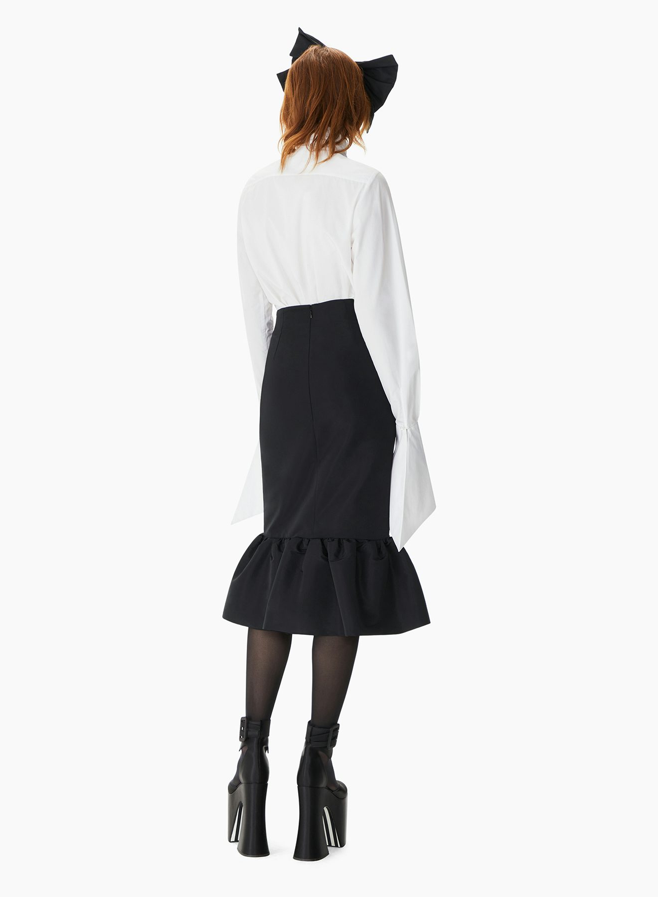 Midi Taffeta Peplum Skirt Black - Nina Ricci 