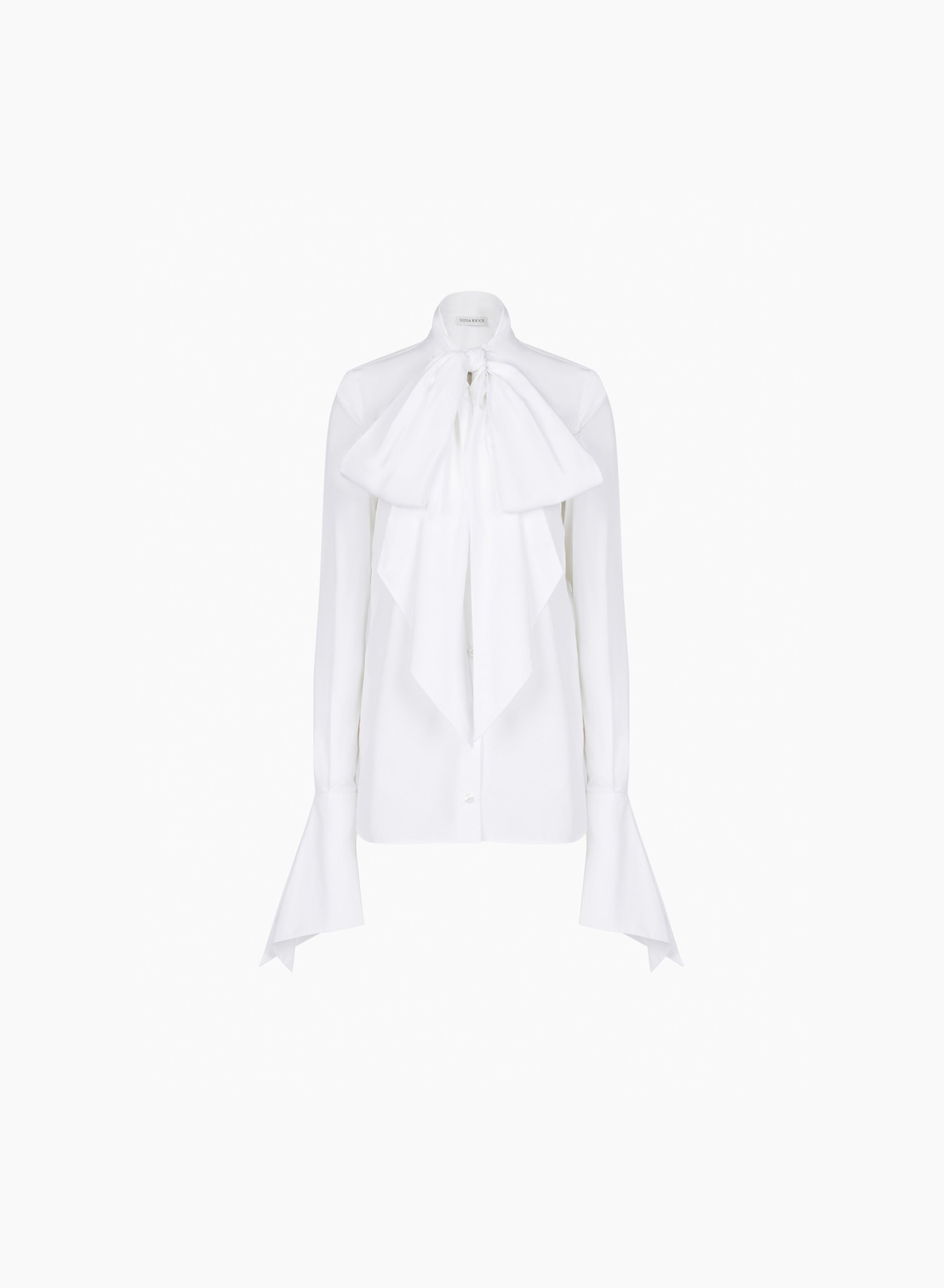 Tie-Neck Crepe de Chine Shirt white - Nina Ricci