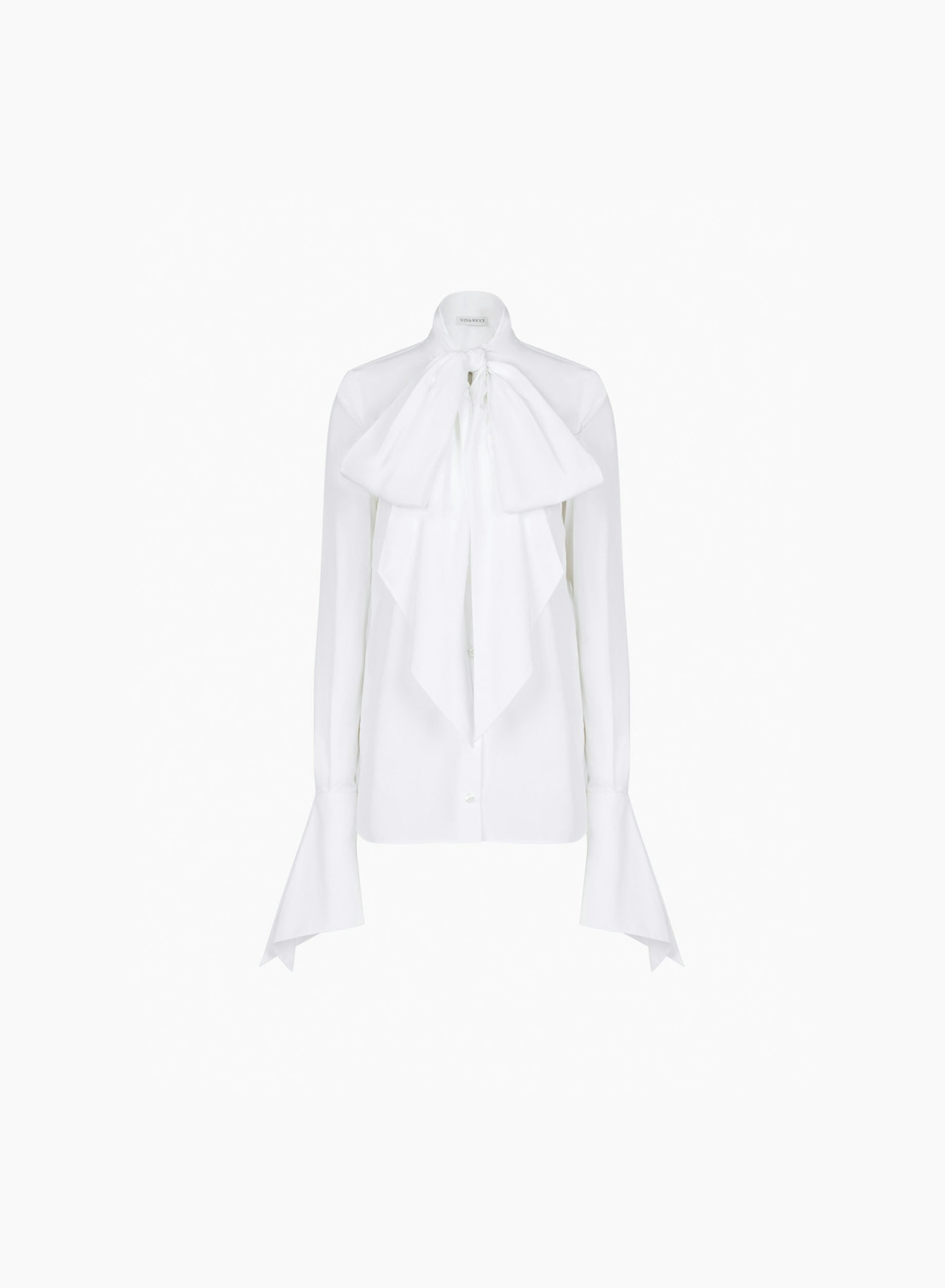 Tie-Neck Poplin Shirt white - Nina Ricci