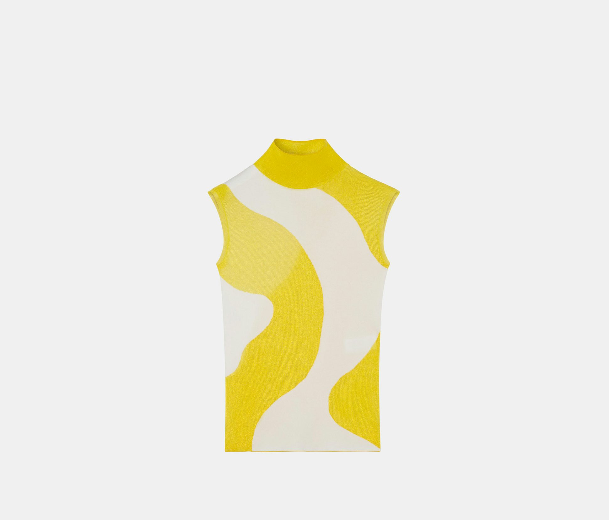 High neck top in yellow and white intarsia - Nina Ricci
