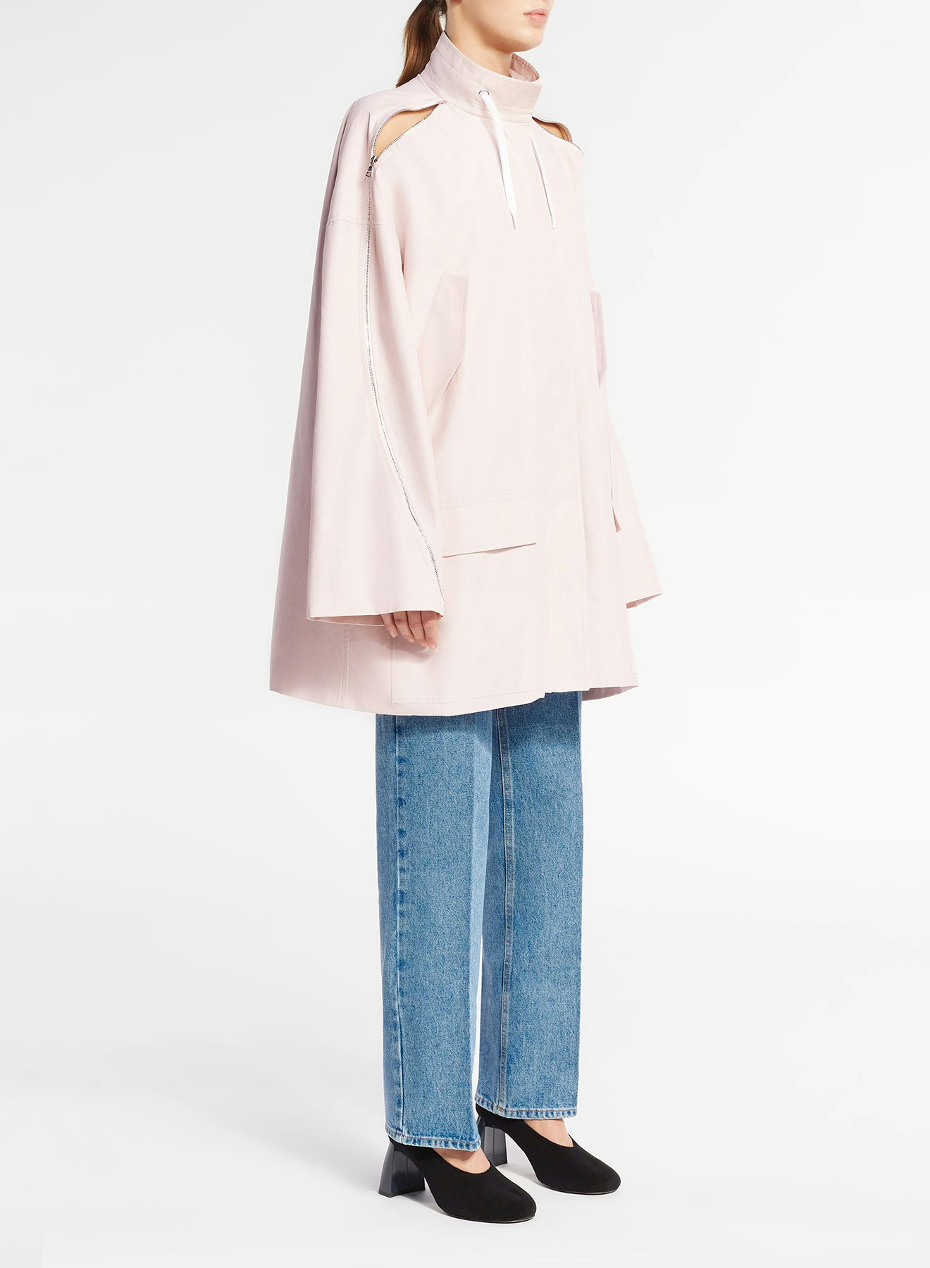 Pale Pink Parka with Twisted Zipped Sleeves - Nina Ricci