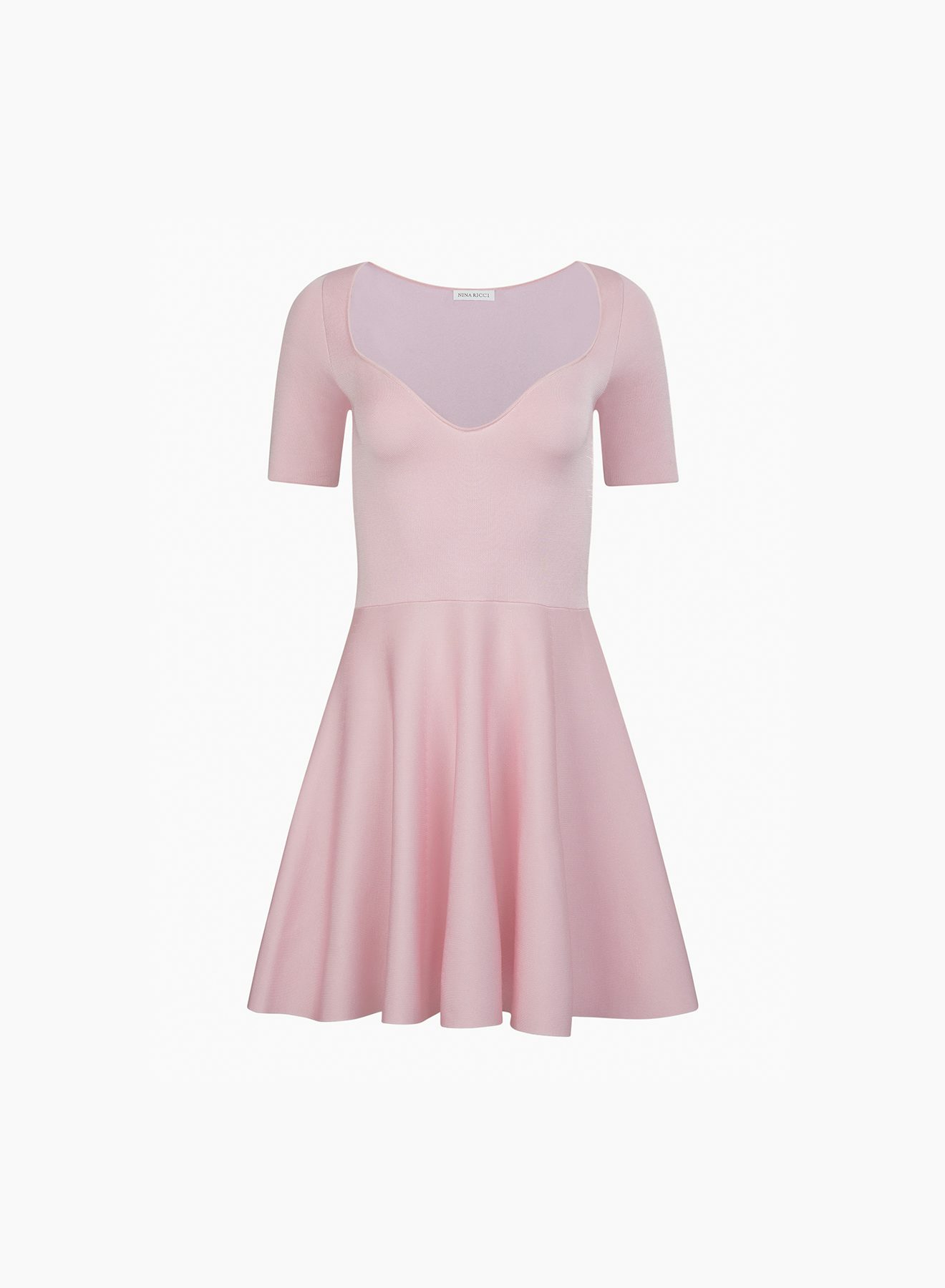 Heart neckline flared dress in pink - Nina Ricci