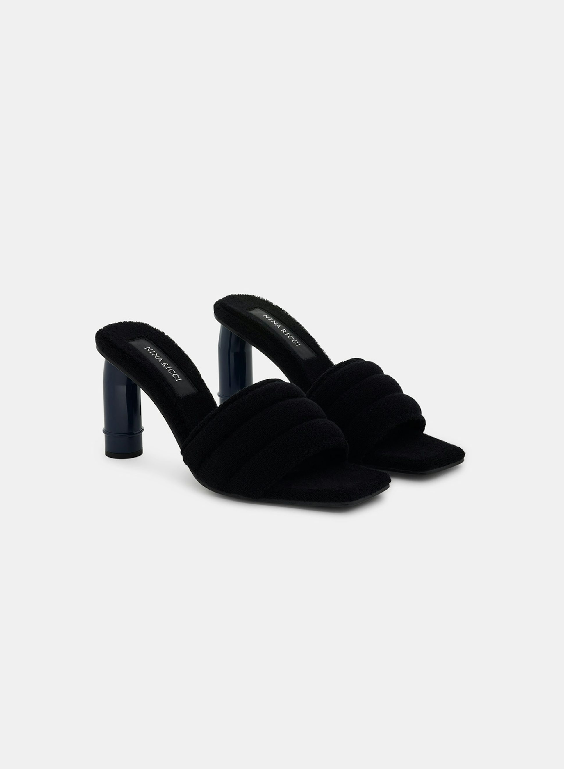 Black Terrycloth Mules With Snorkel Heels - Nina Ricci