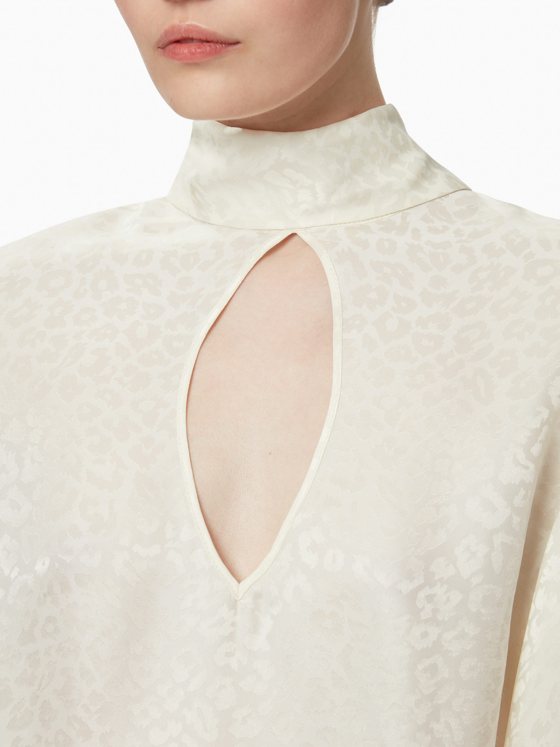 Leopard-jacquard cut-out blouse in creme - Nina Ricci