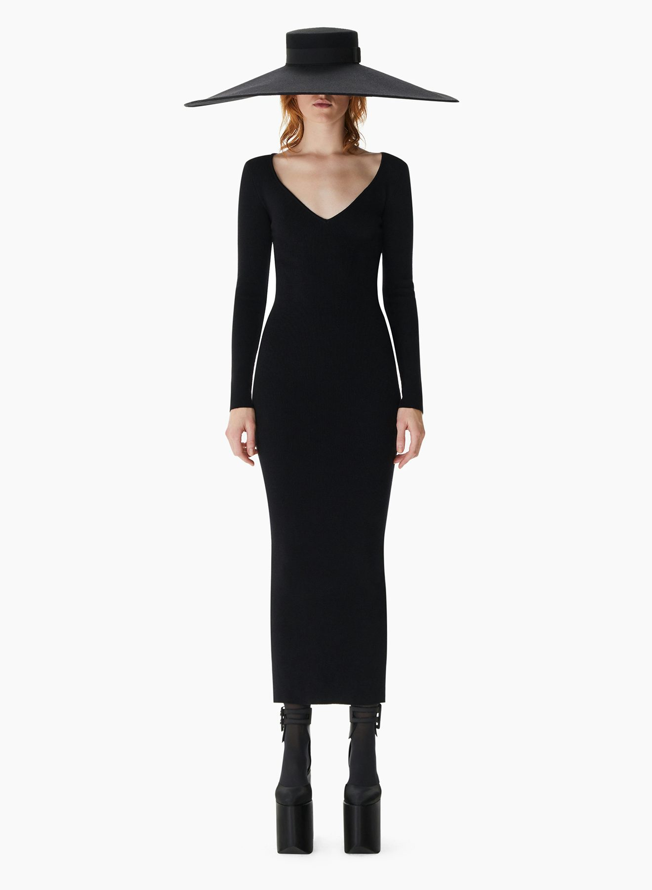 Fitted Knit Midi Dress Black - Nina Ricci 