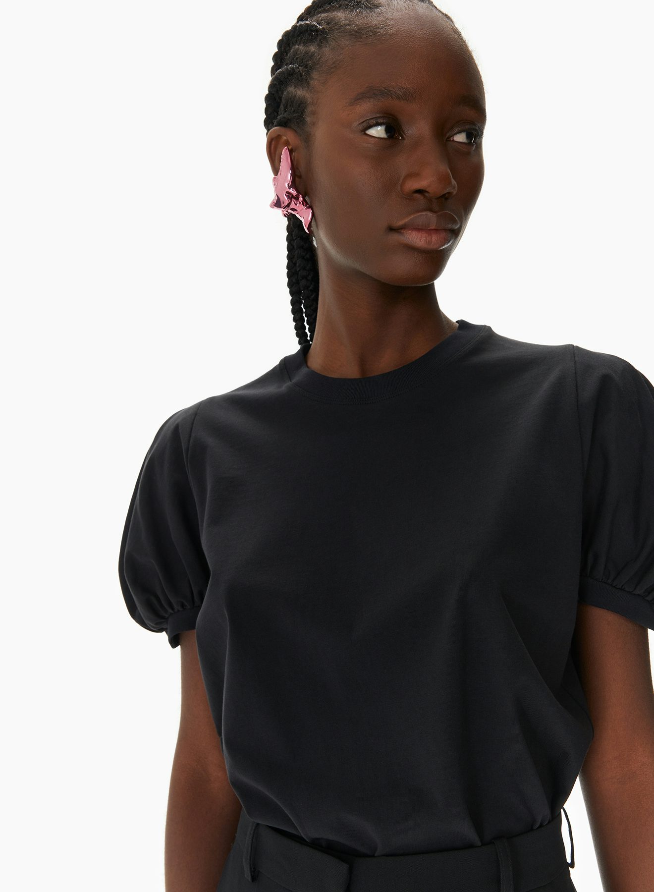 Camiseta Jersey con Mangas Abullonadas Negra - Nina Ricci