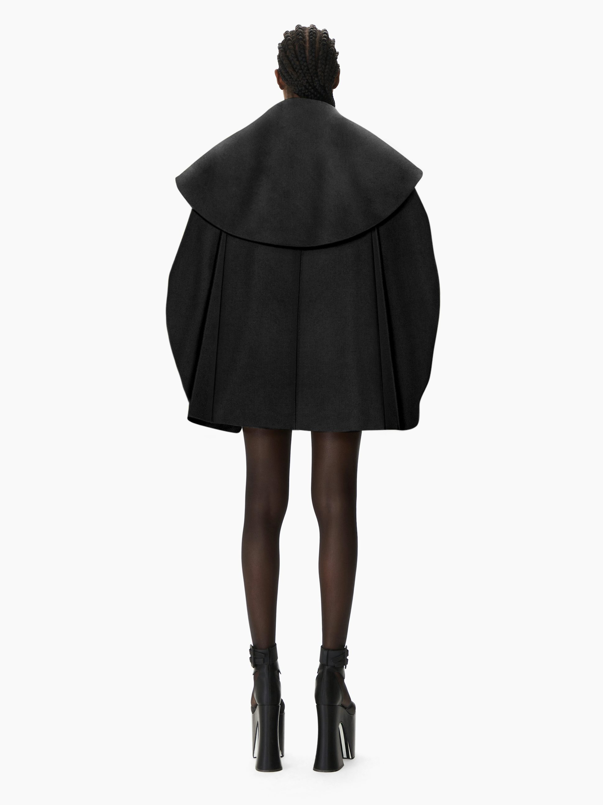 Abrigo cocoon de jacquard de lana negro - Nina Ricci