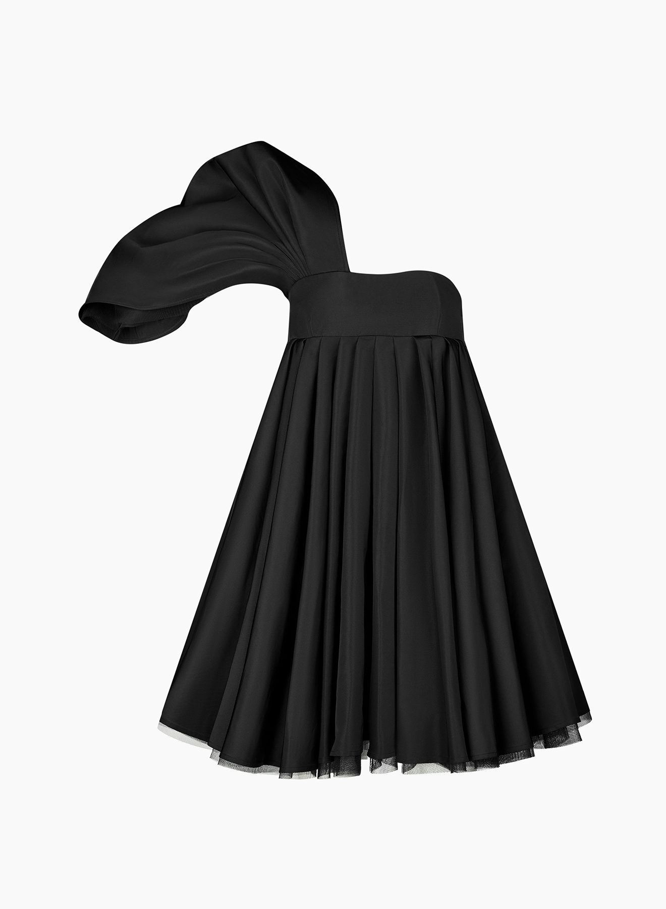 Vestido Bustier Asimétrico Corto Negro - Nina Ricci