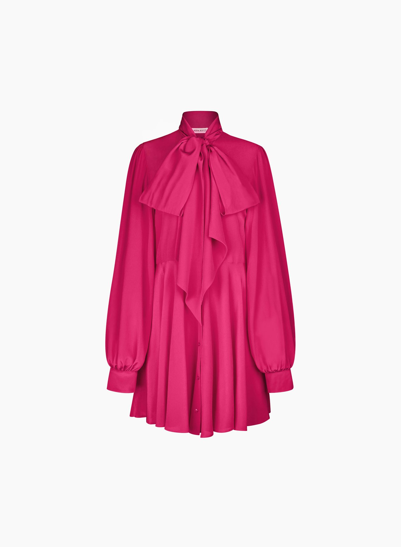  Crepe De Chine Midi Shirt Dress Fuchsia - Nina Ricci