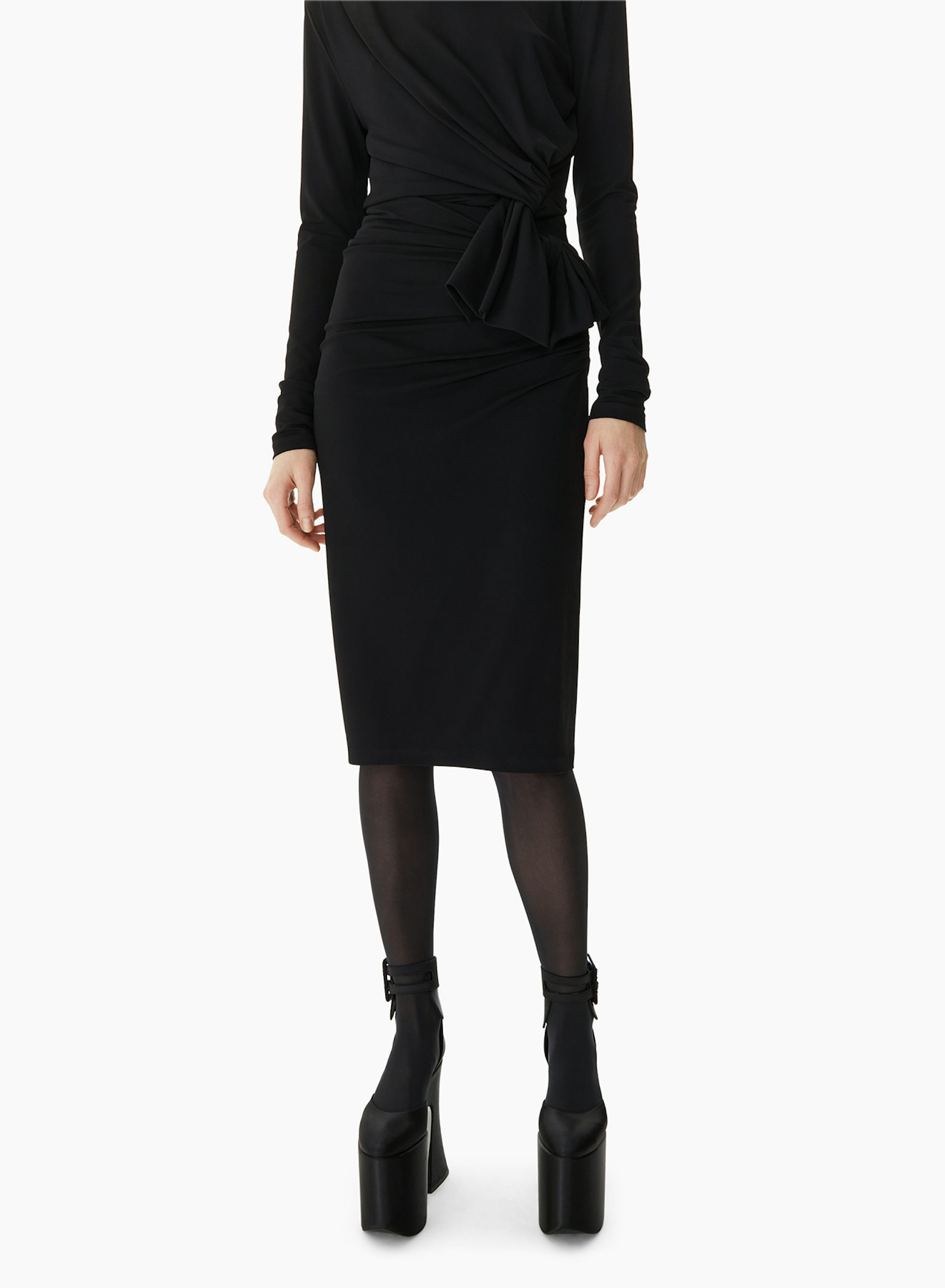 Falda Envolvente de Jersey Fluido en Negro - Nina Ricci