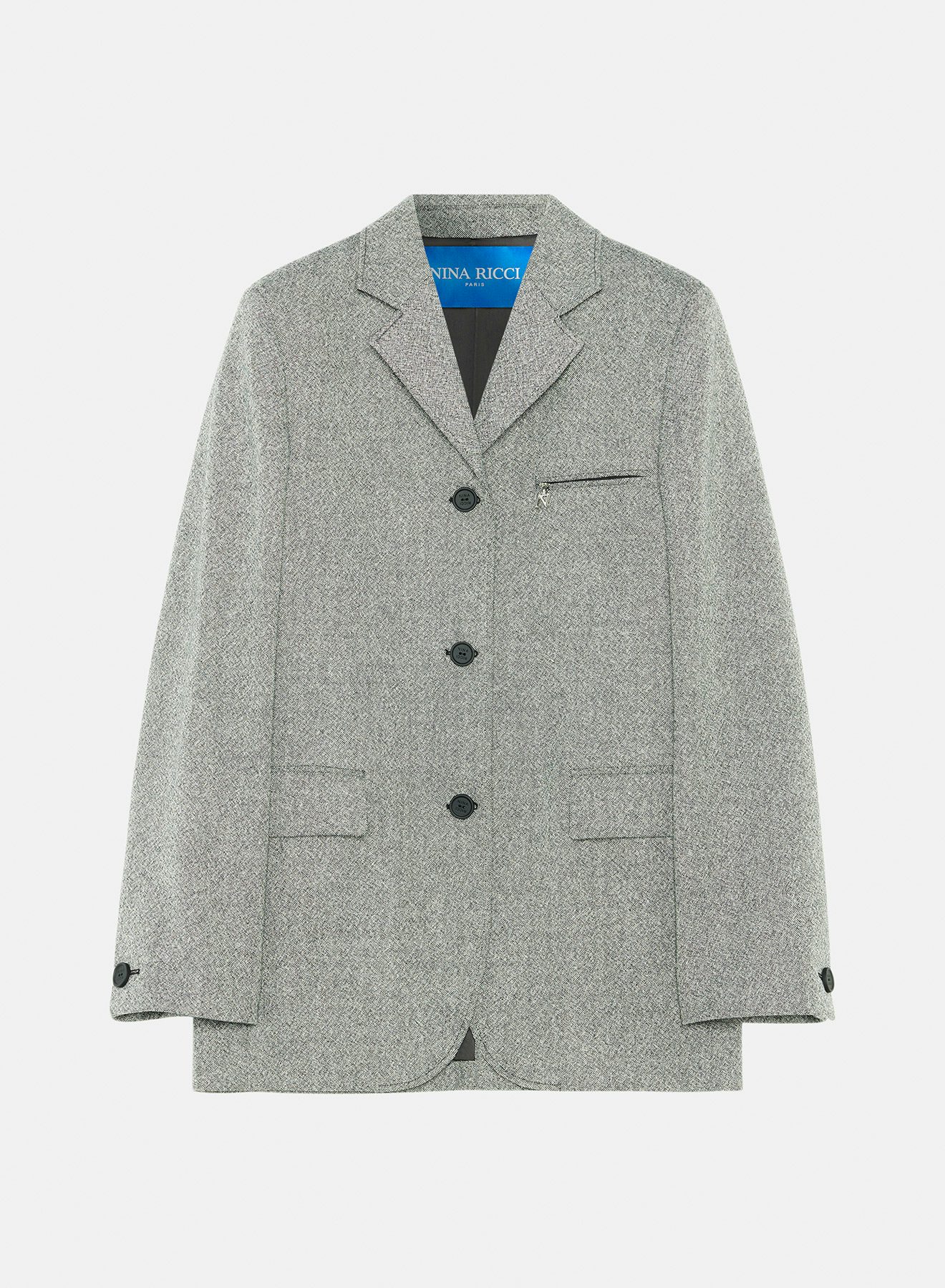 Speckled wool jacket black white - Nina Ricci