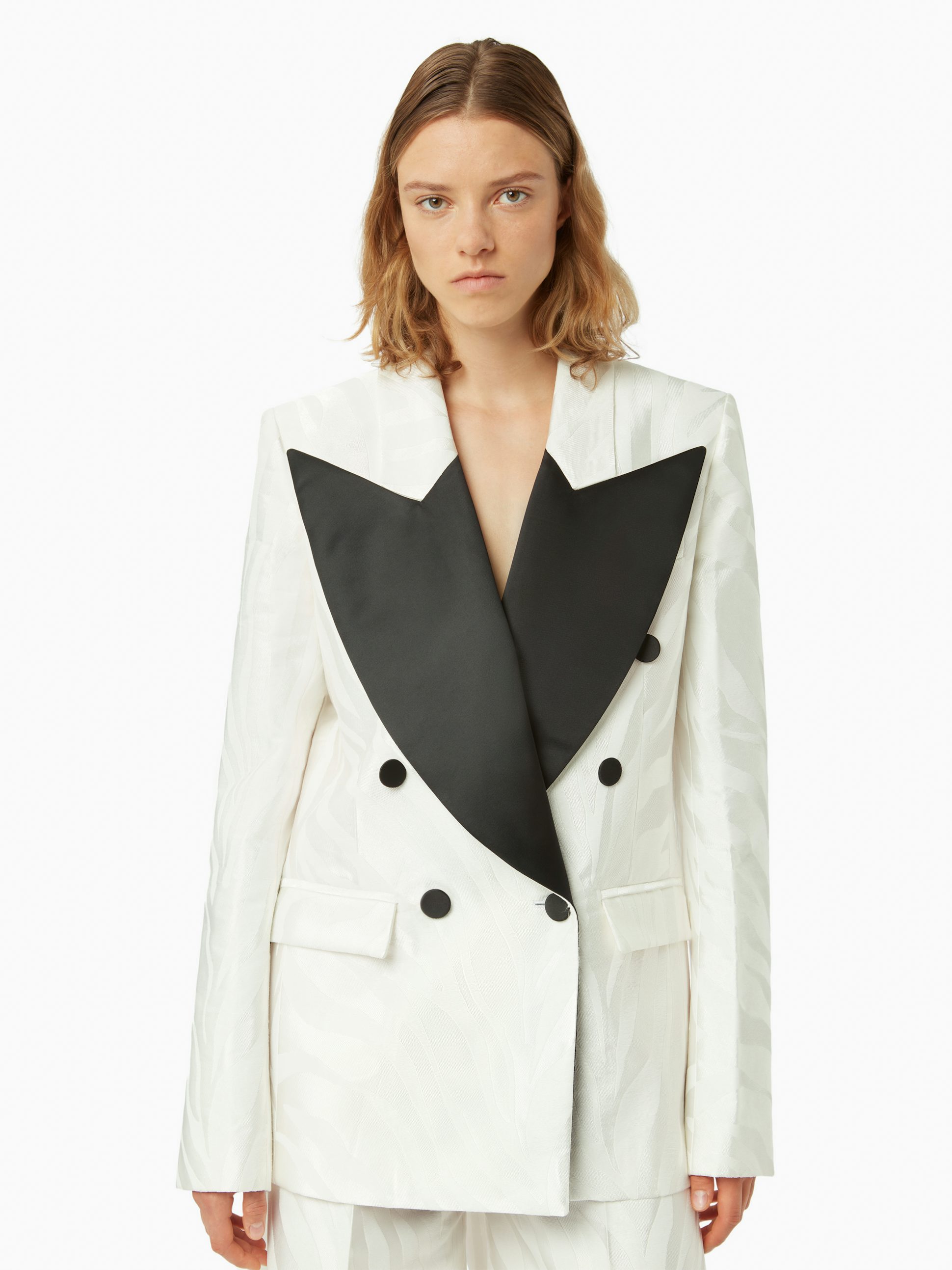 Oversized zebra-jacquard blazer in off white - Nina Ricci