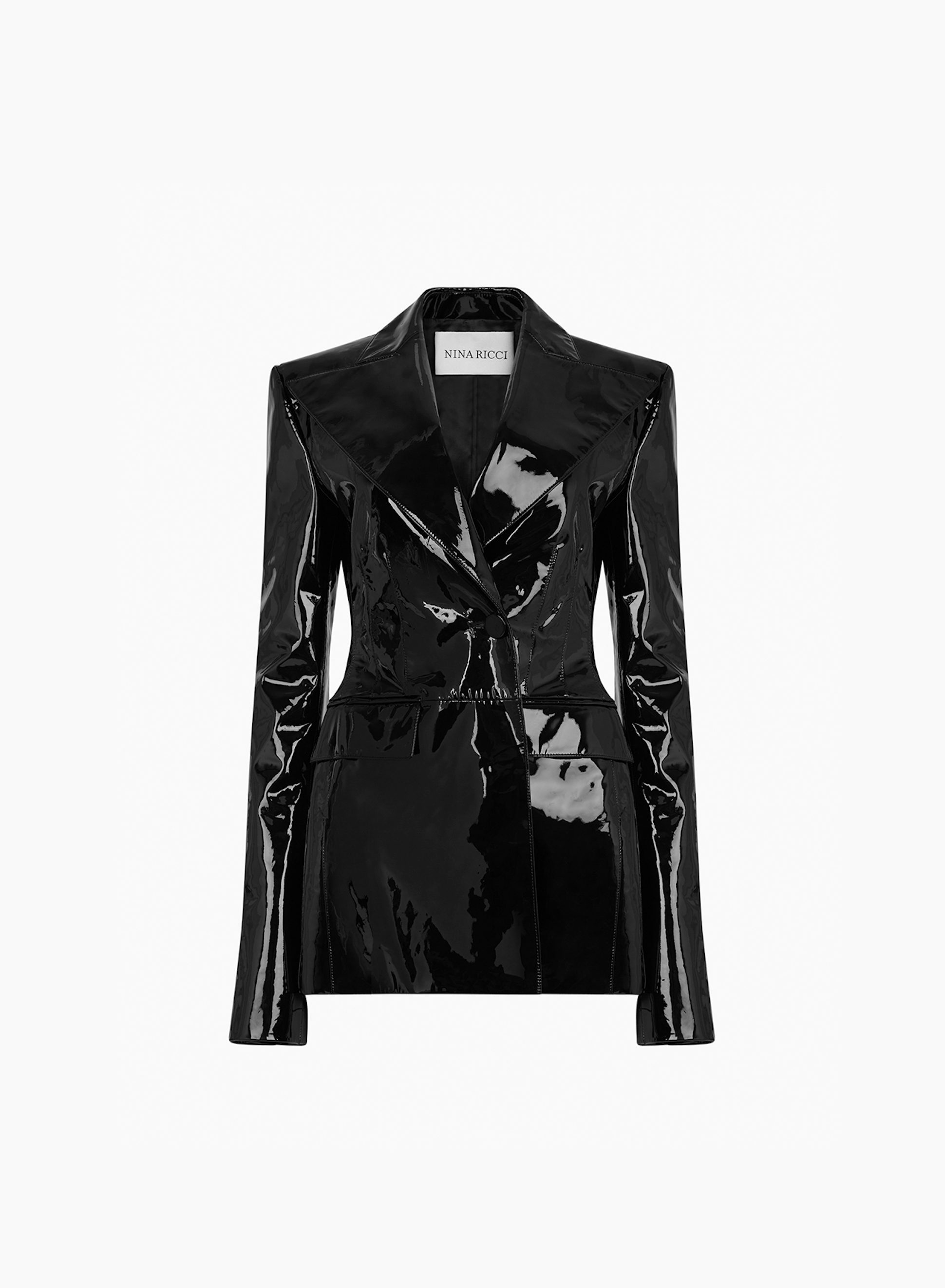 Blazer De Charol Con Cierre De Un Solo Botón Negro - Nina Ricci