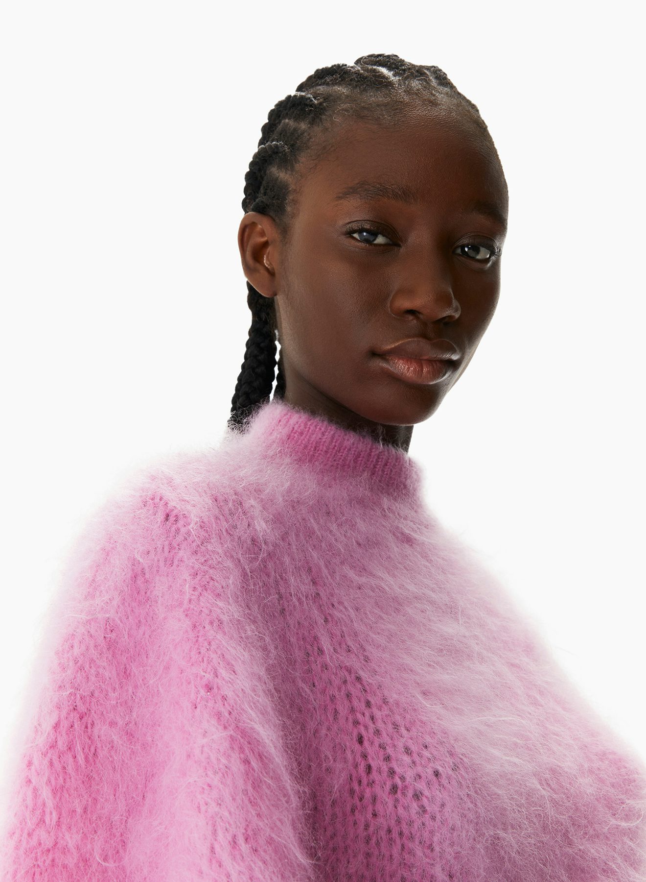 Mock-Neck Puff Sleeves Sweater Pink - Nina Ricci