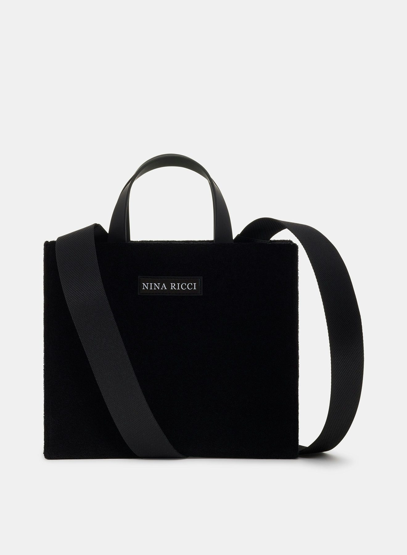 Cabas Moyen en Tissu Eponge Noir avec Etiquette Logo Nina Ricci - Nina Ricci