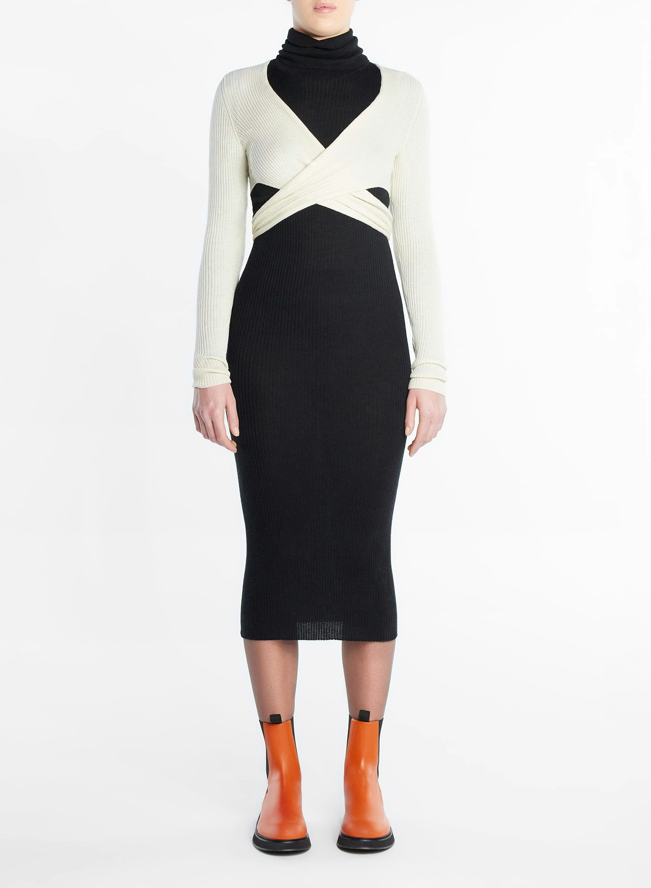 Wool and cashmere ribs dress black - Nina Ricci