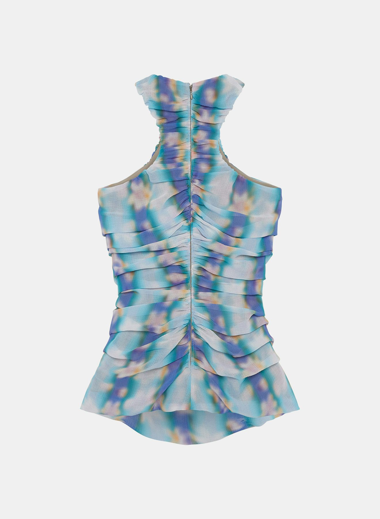 Printed Draped Sleeveless Lilac Top with Zip in the Back - Nina Ricci