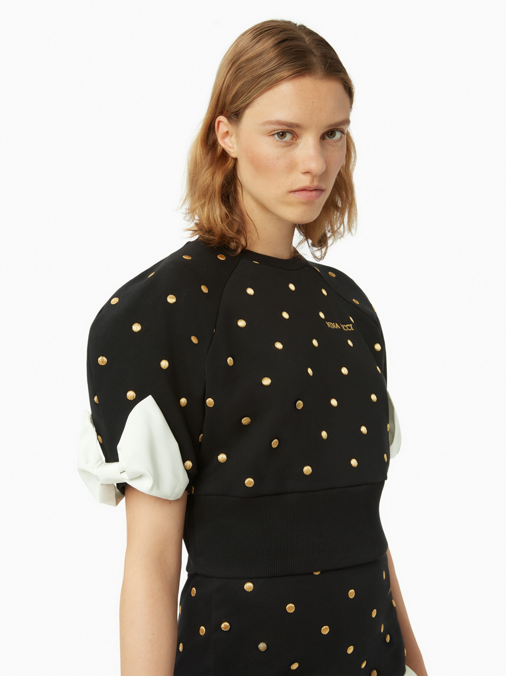 Cropped polka dot top in black - Nina Ricci