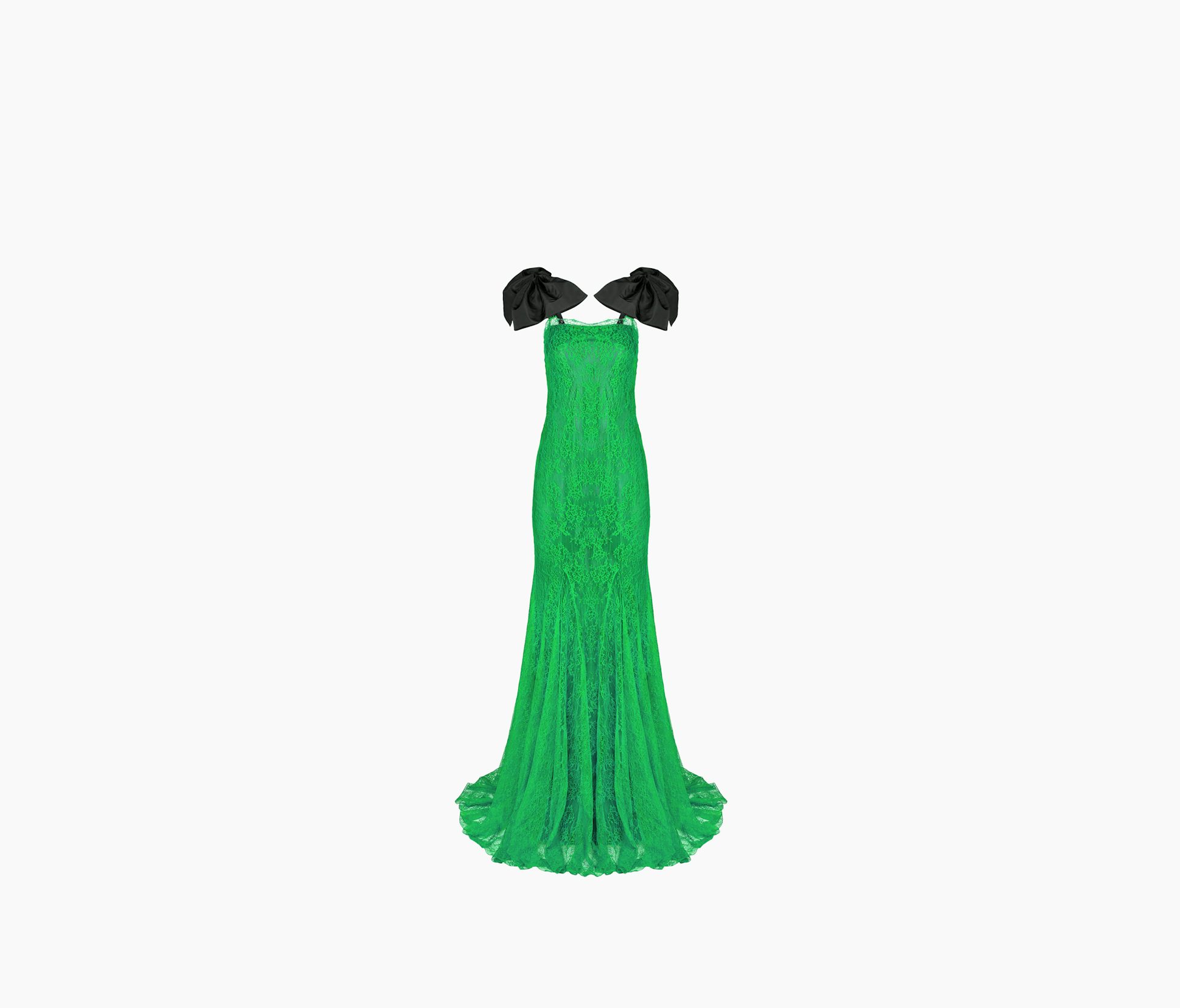 Long Lace Dress With Velvet Straps  34