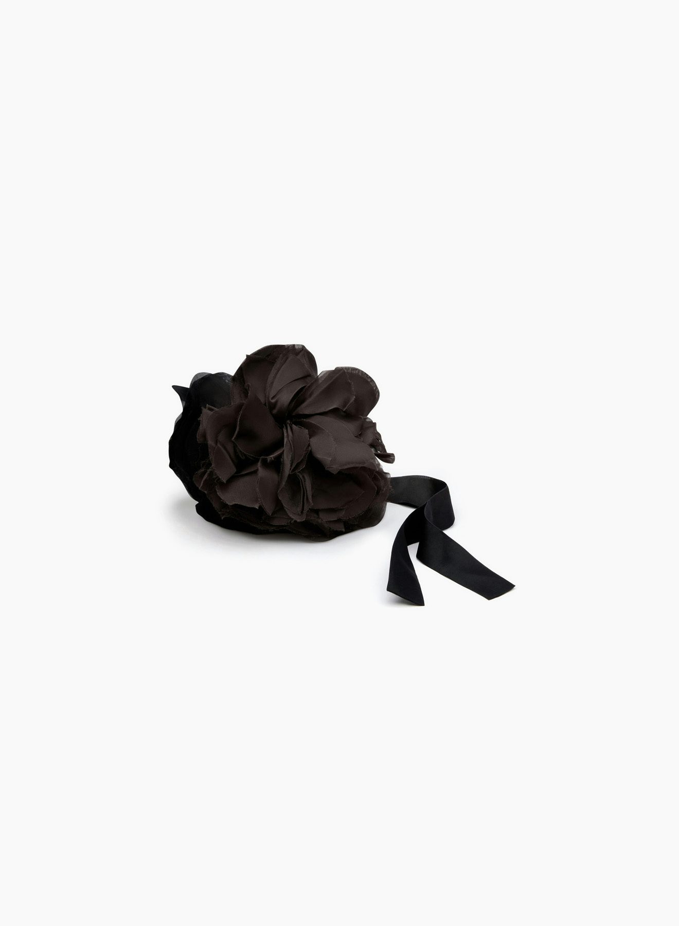 Collar Con Flor De Organza Negro - Nina Ricci 