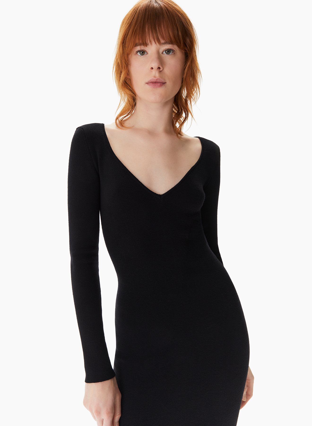 Fitted Knit Midi Dress Black - Nina Ricci