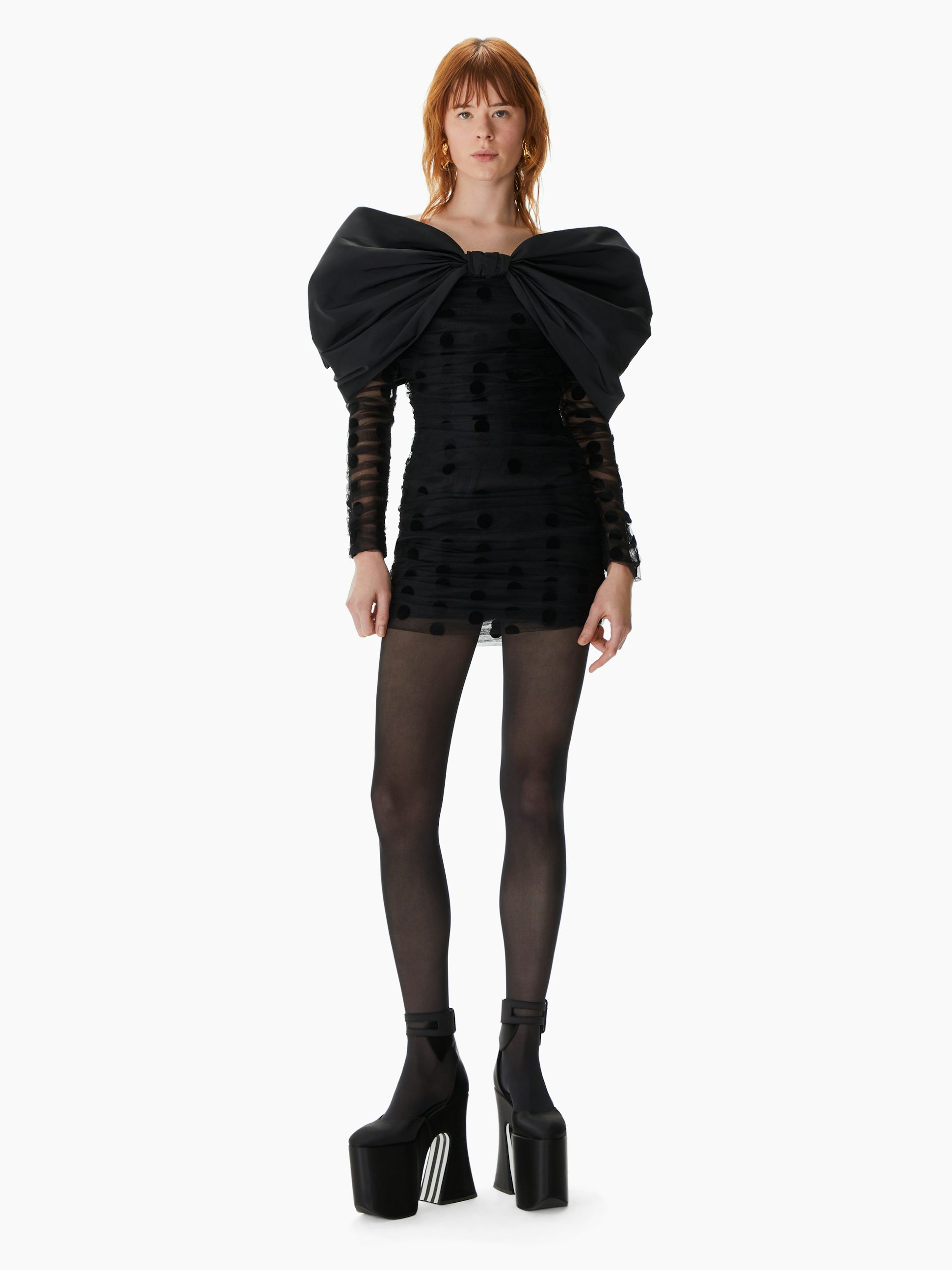 Bow Neckline Mini Dress Black - Nina Ricci
