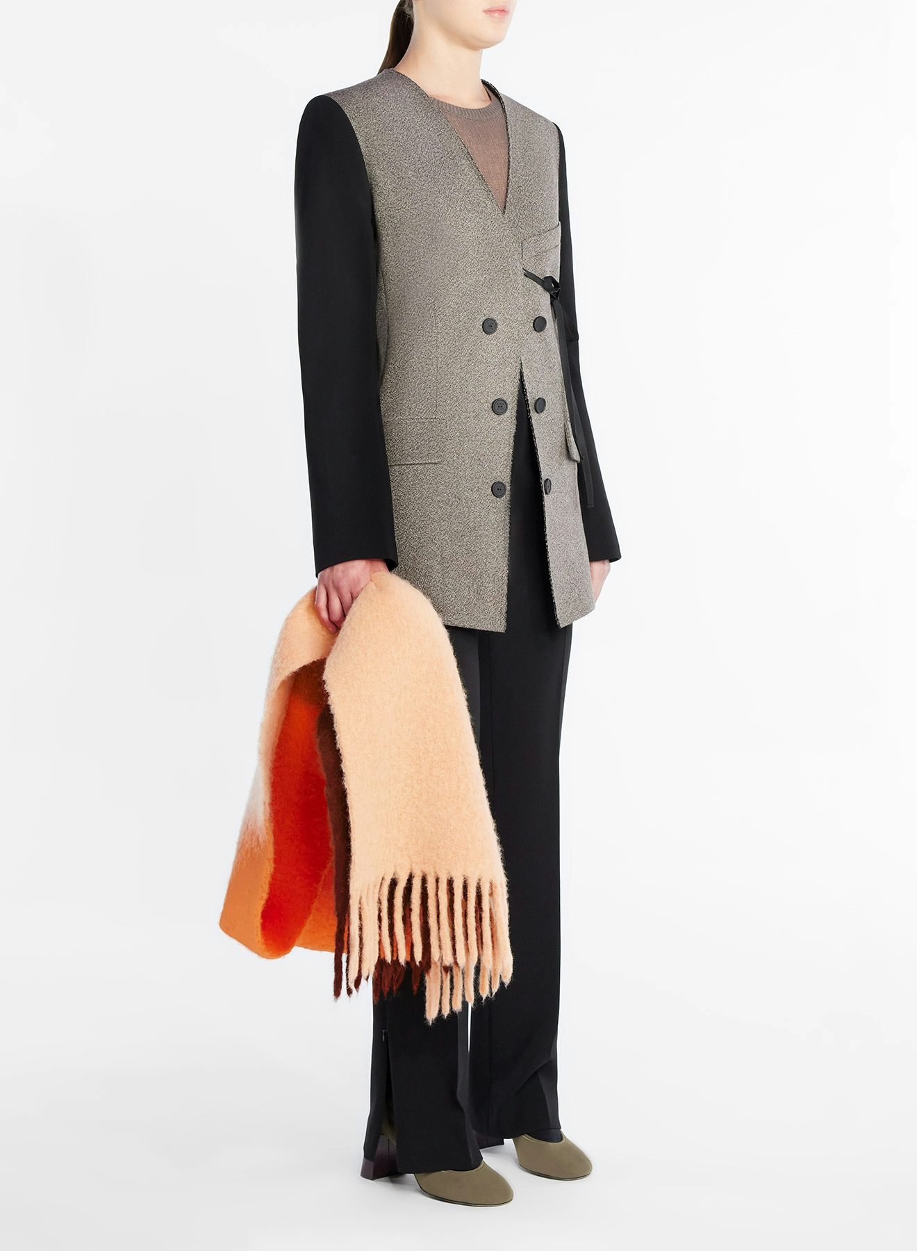 Veste en laine mouchetée marron et blanc - Nina Ricci