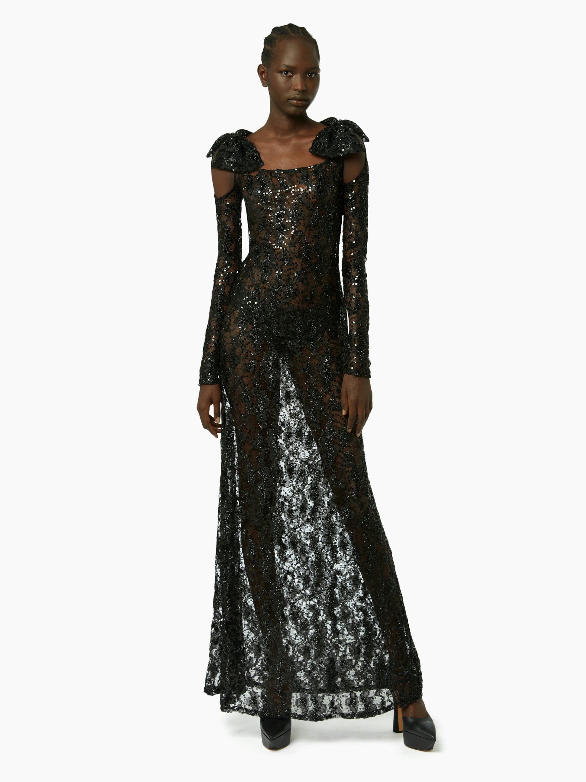 Long sequin lace dress in black - Nina Ricci
