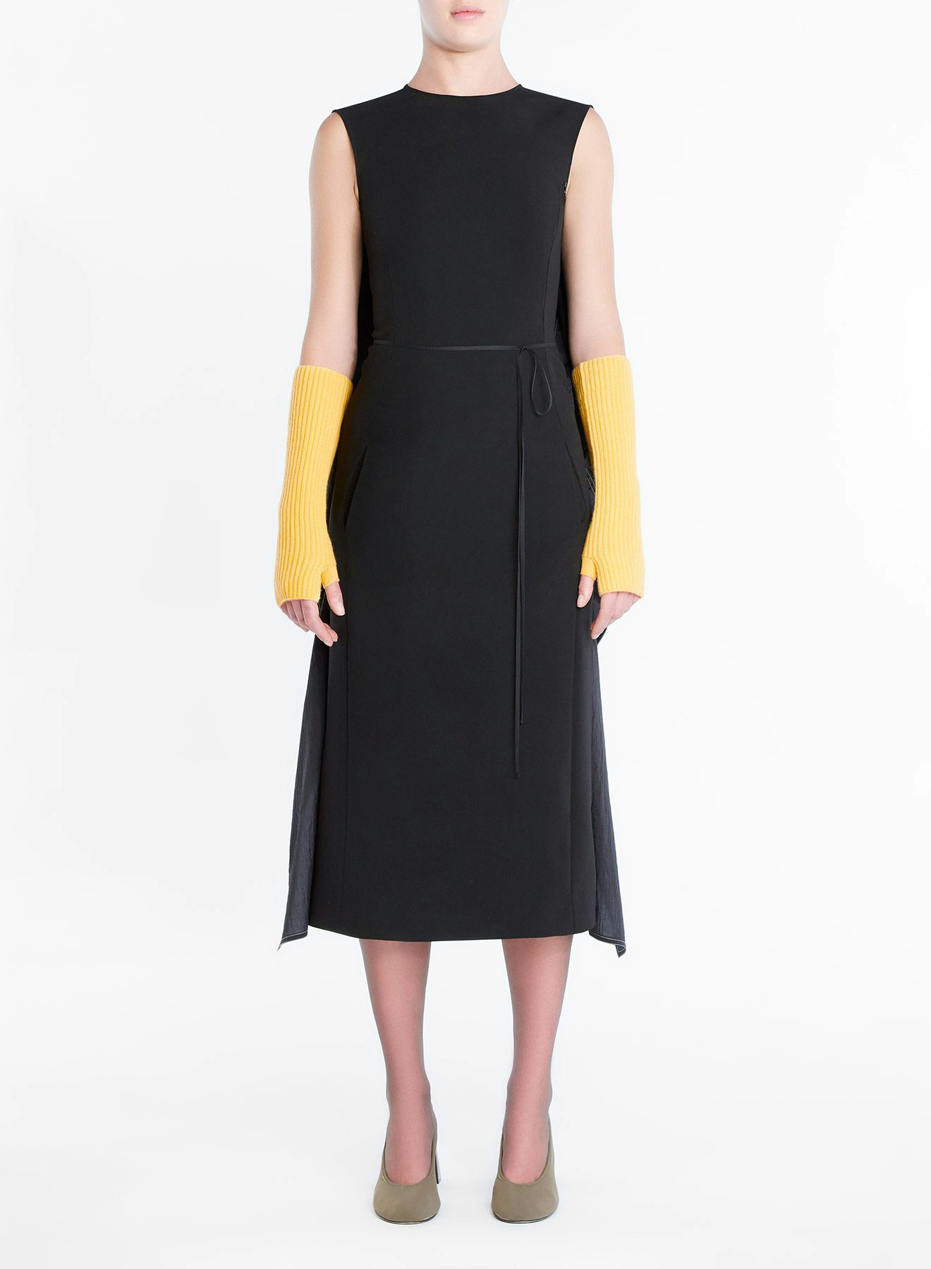 Recycled gabardine dress with technical fabric in the back black - Nina Ricci