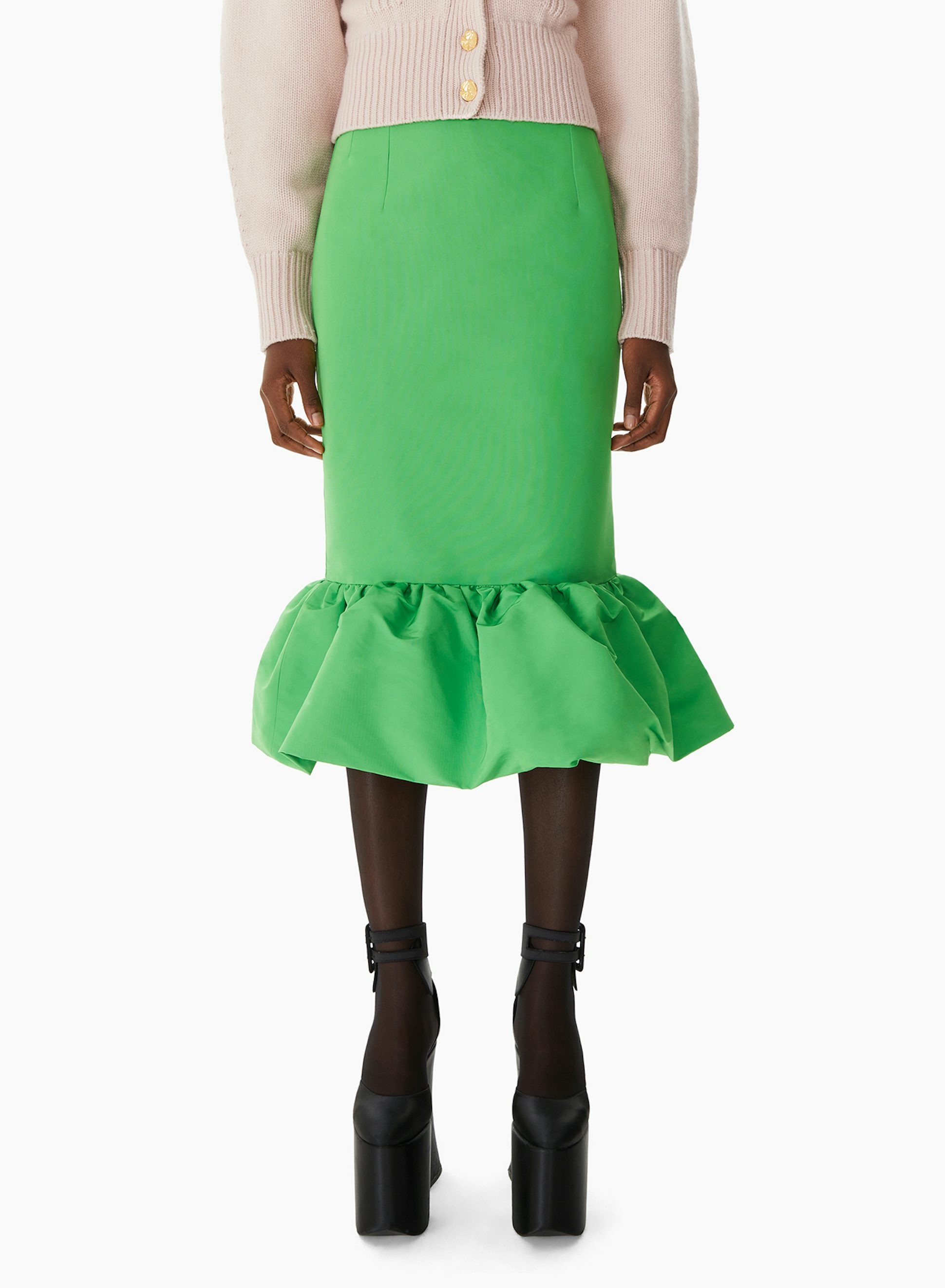 Midi Taffeta Peplum Skirt green - Nina Ricci 