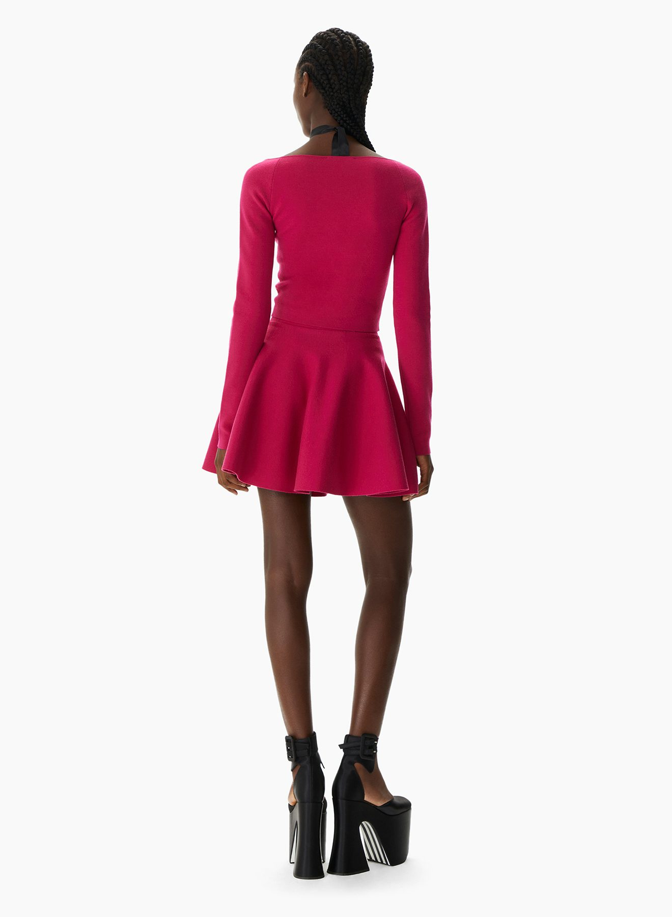 Mini Wool-Blend Skater Skirt Dark Fuchsia - Nina Ricci