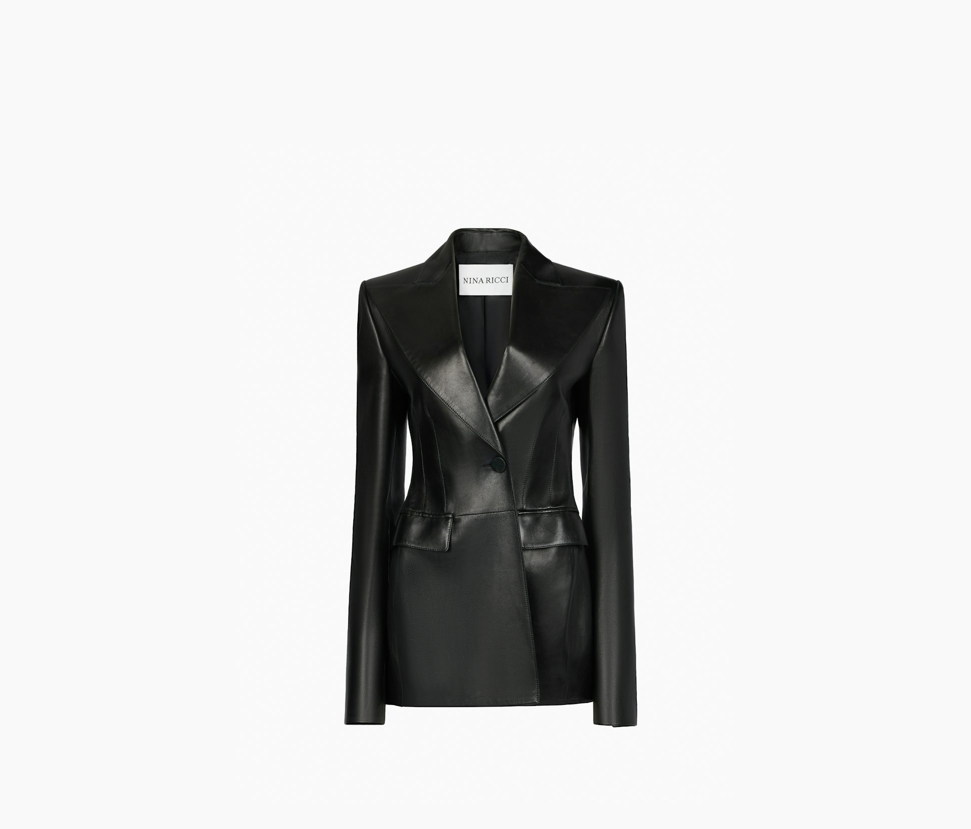 Leather Single Button Blazer 34