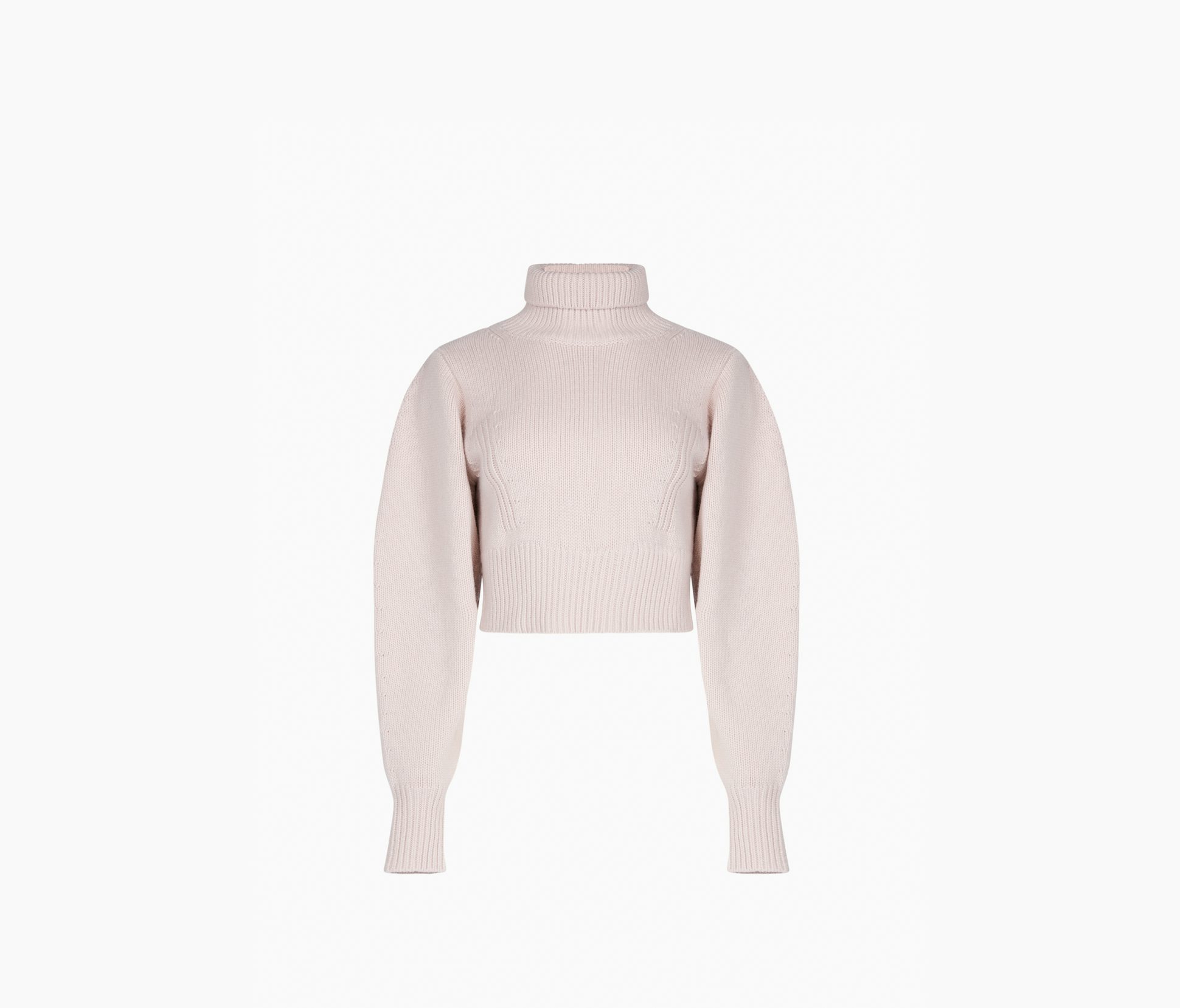 Cropped Turtleneck Puff Sleeve Sweater    XS