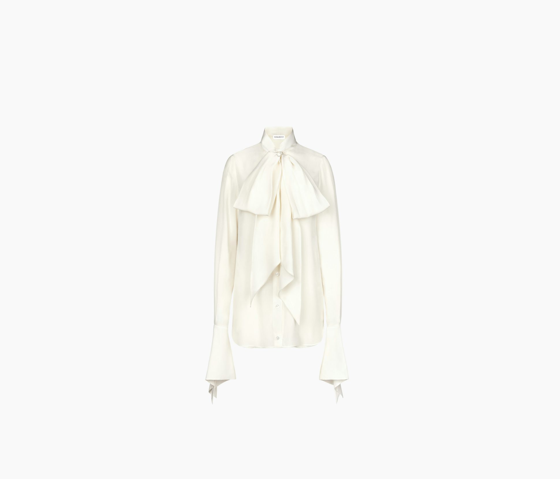 Tie-Neck Crepe de Chine Shirt  34