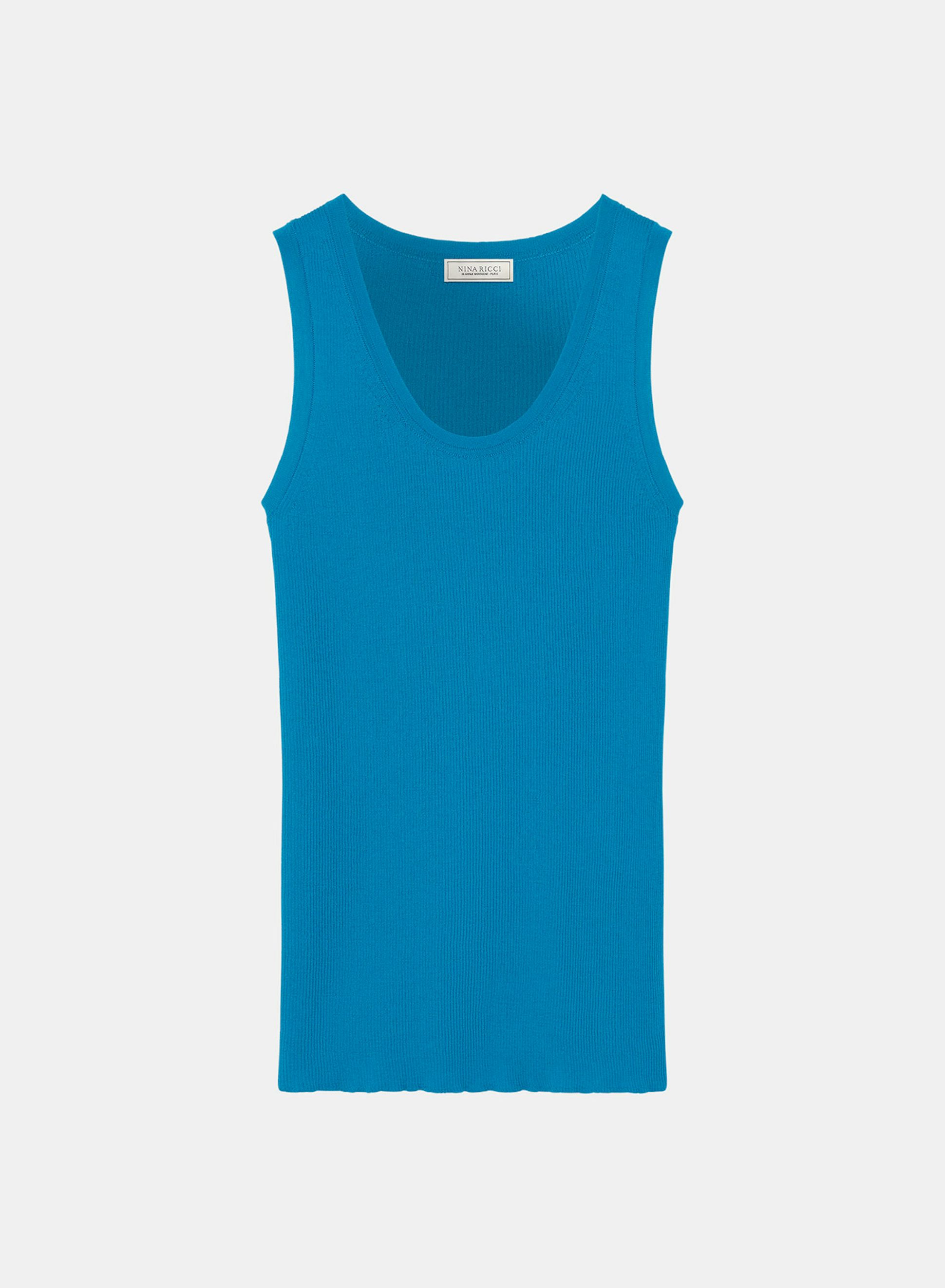 Cyan Thin Knit Tank Top - Nina Ricci