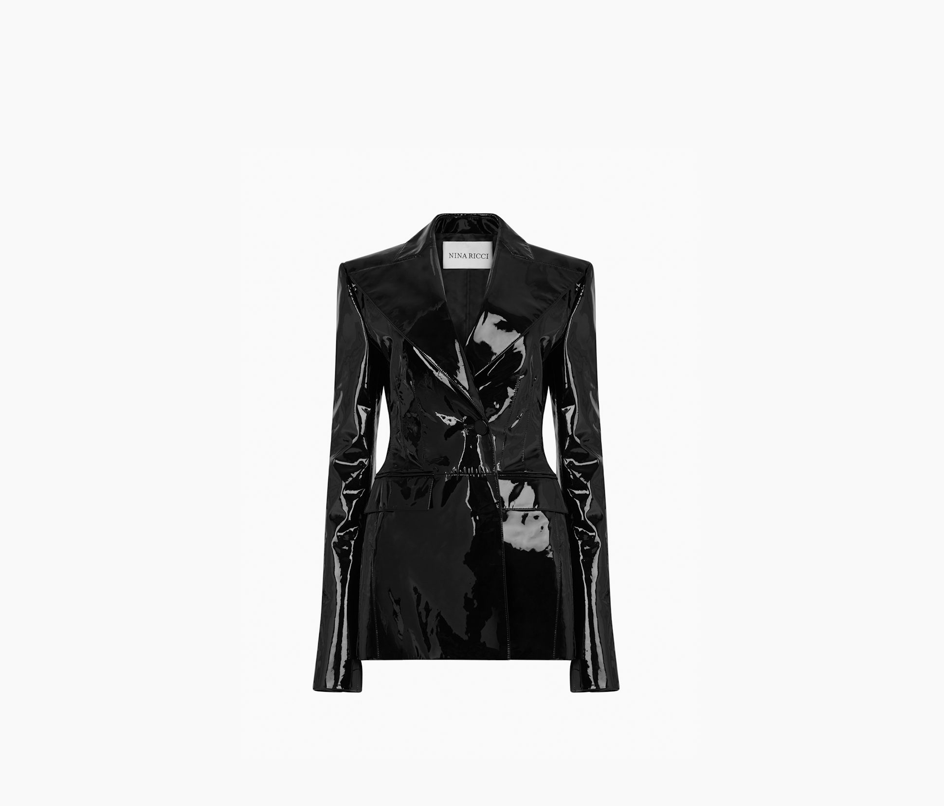Patent Leather One Button Blazer 34