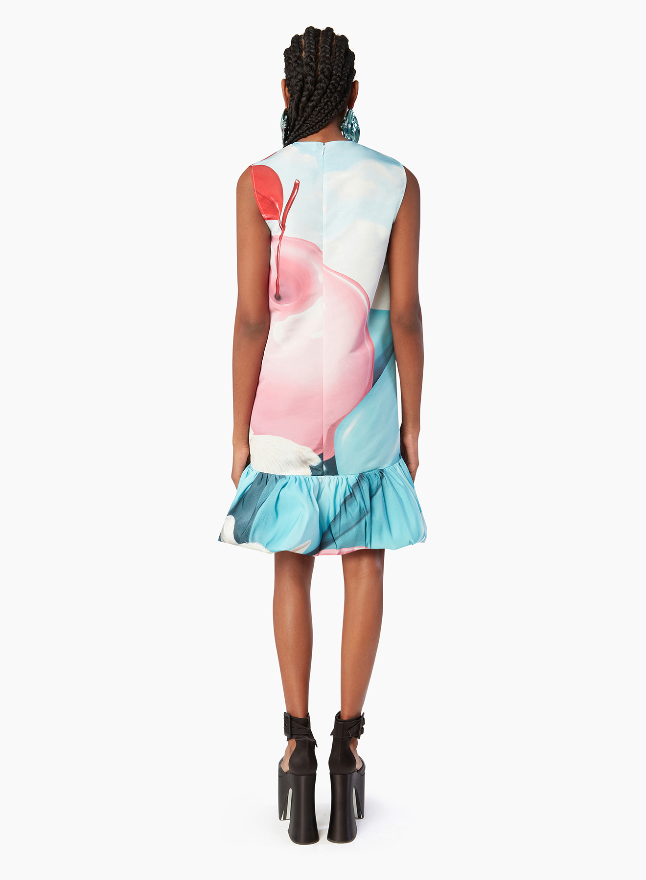 Mini Taffeta Peplum Dress in Pink, Blue & Grey - Nina Ricci