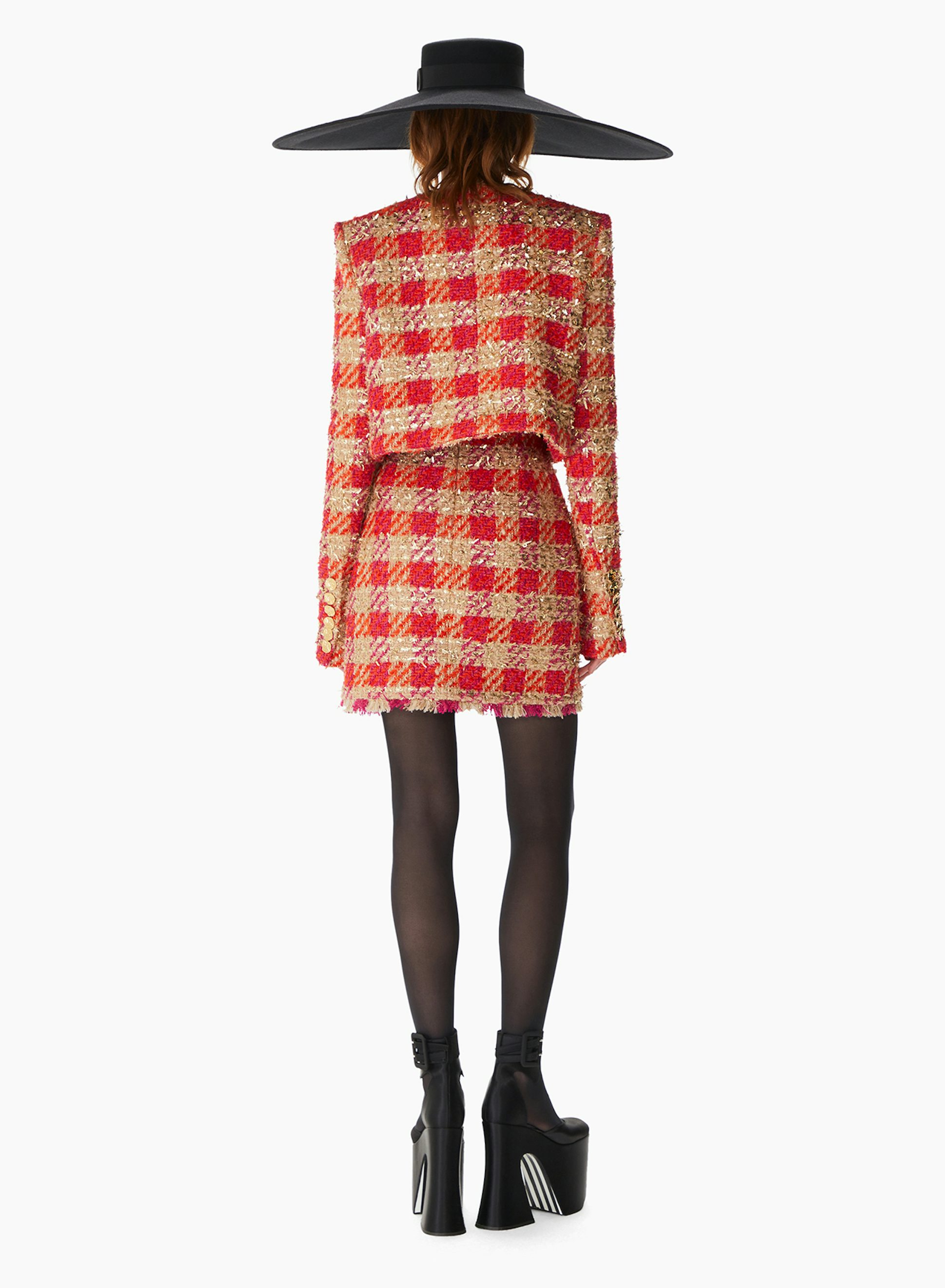 Tweed Mini A-line Skirt Orange Gold - Nina Ricci