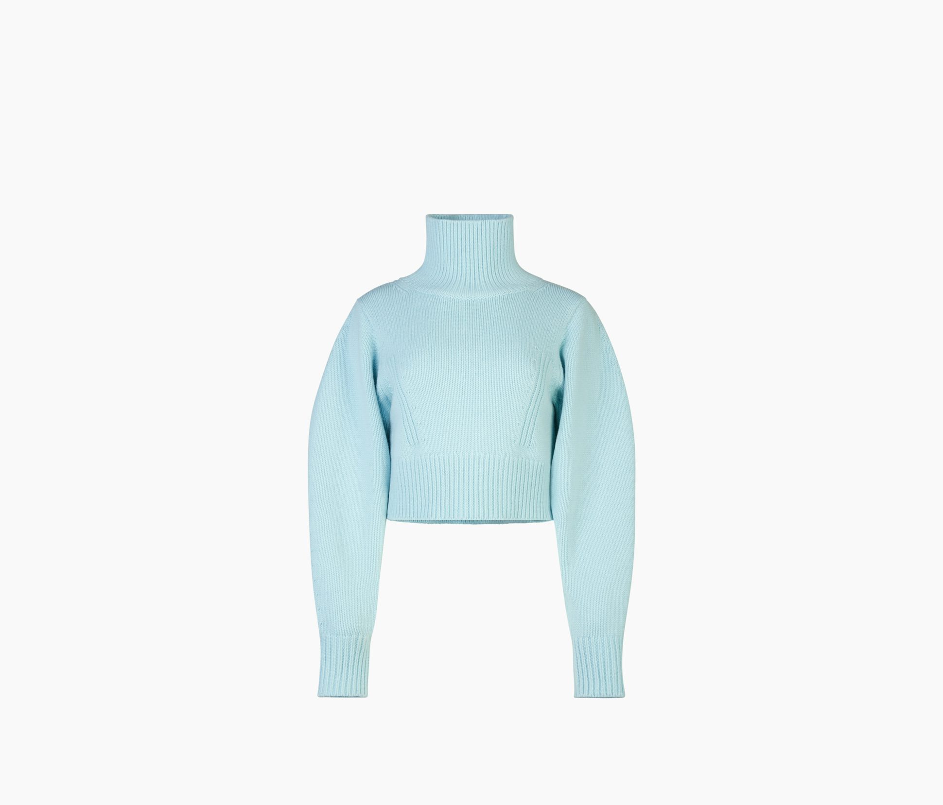 Cropped Turtleneck Puff Sleeve Sweater   XS