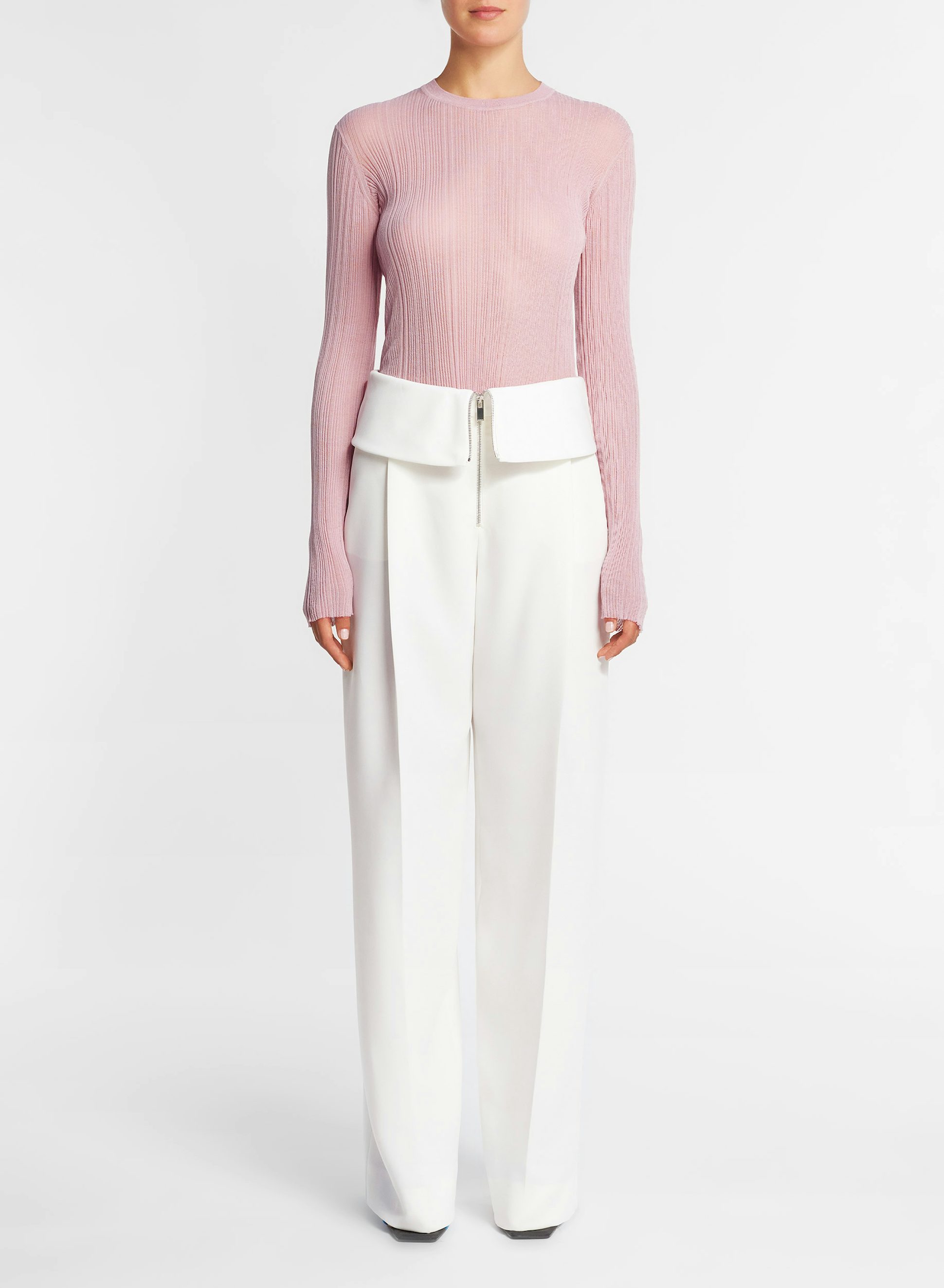 Pull Ras de Cou En Maille Fine Rose Dragée - Nina Ricci