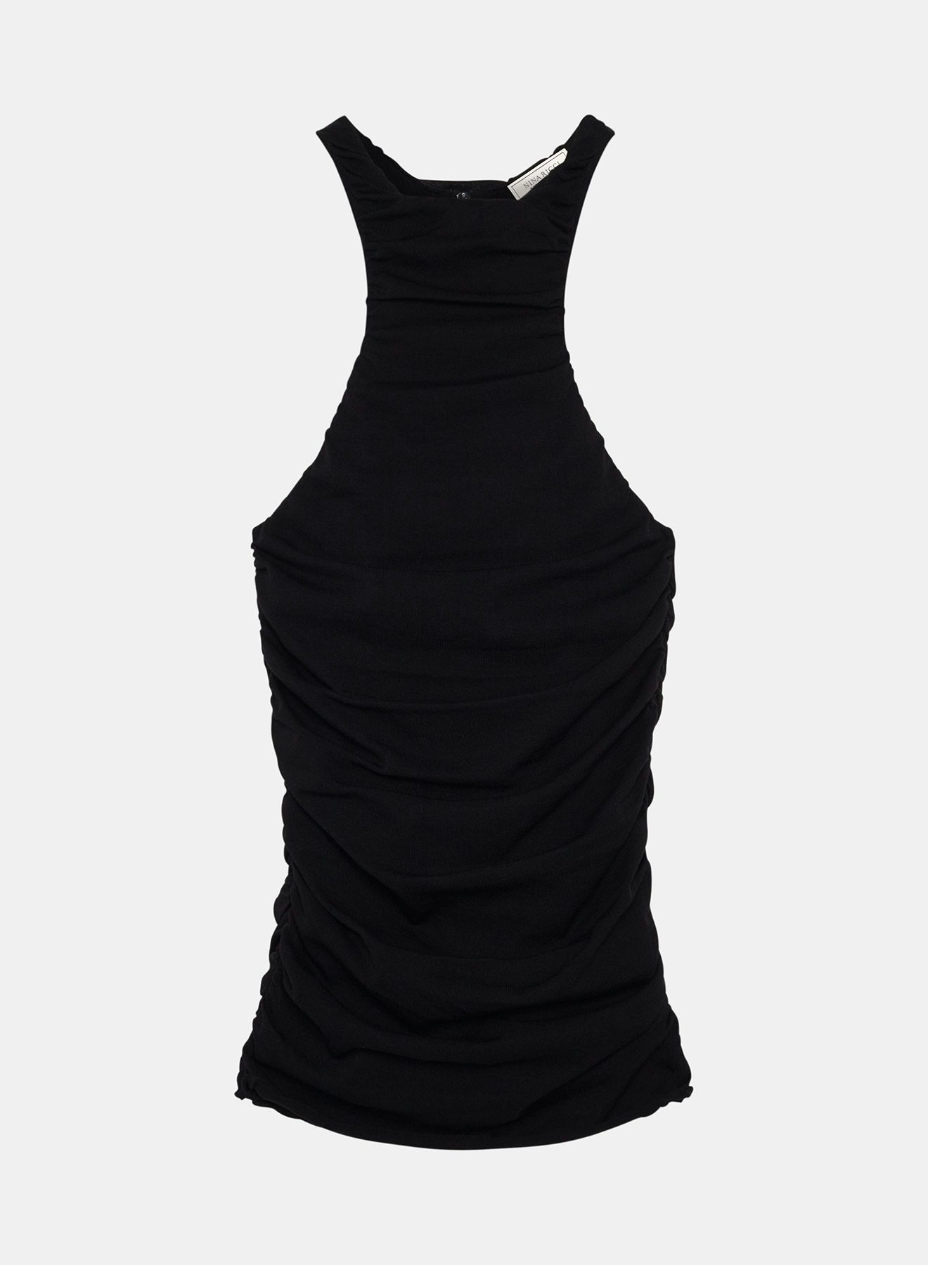 Top drapeado de punto jersey negro sin mangas y con cremallera en la espalda - Nina Ricci