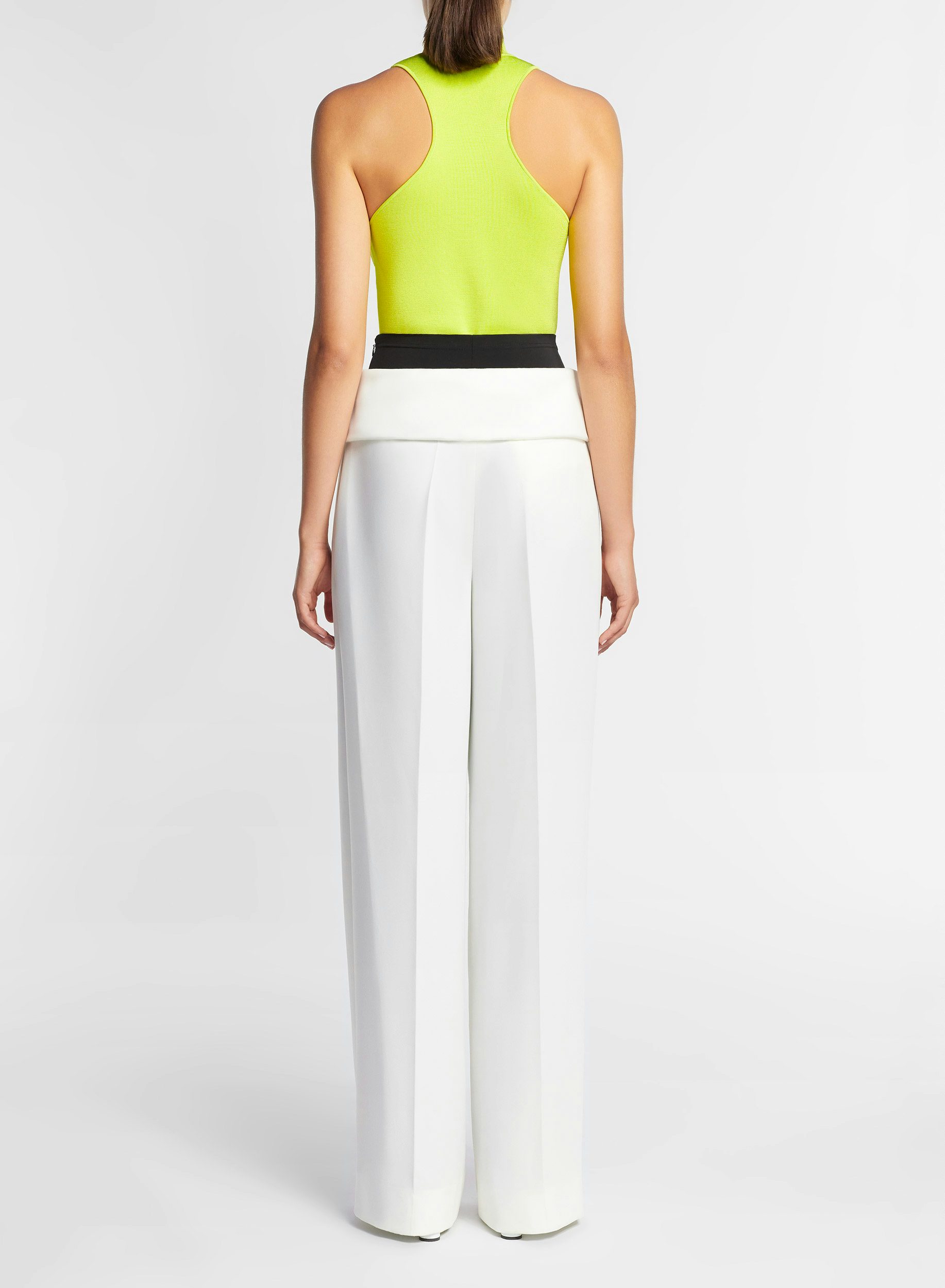 Wide trousers with turn-up on the hips in white gabardine - Nina Ricci