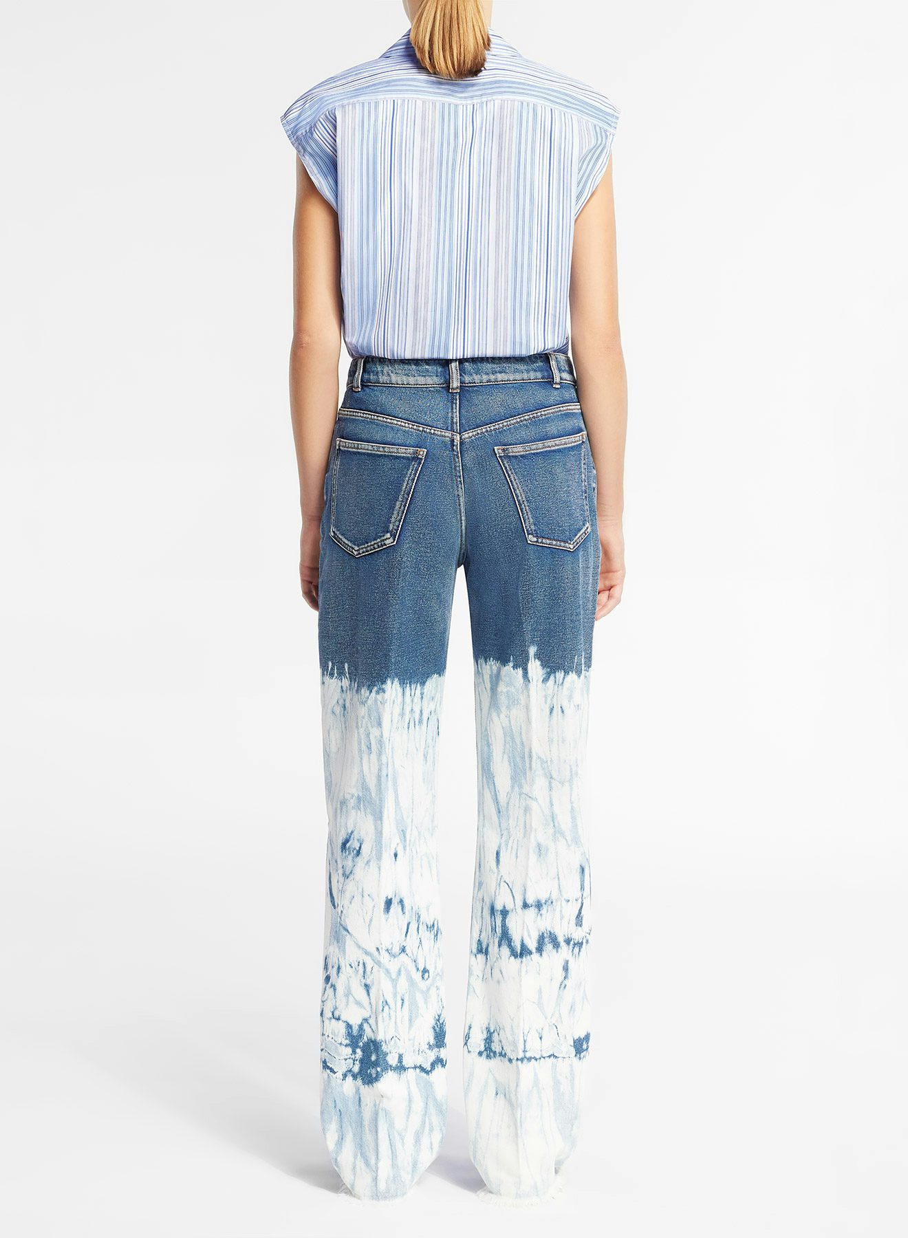 Sleeveless criss-cross blouse with blue stripes - Nina Ricci