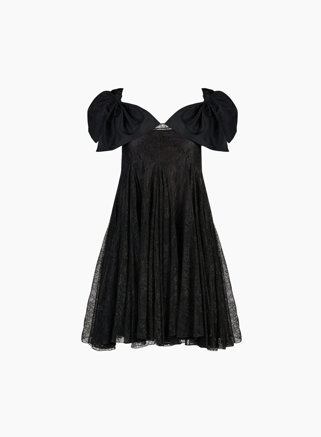 Mini Lace Dress With Velvet Straps Black - Nina Ricci 