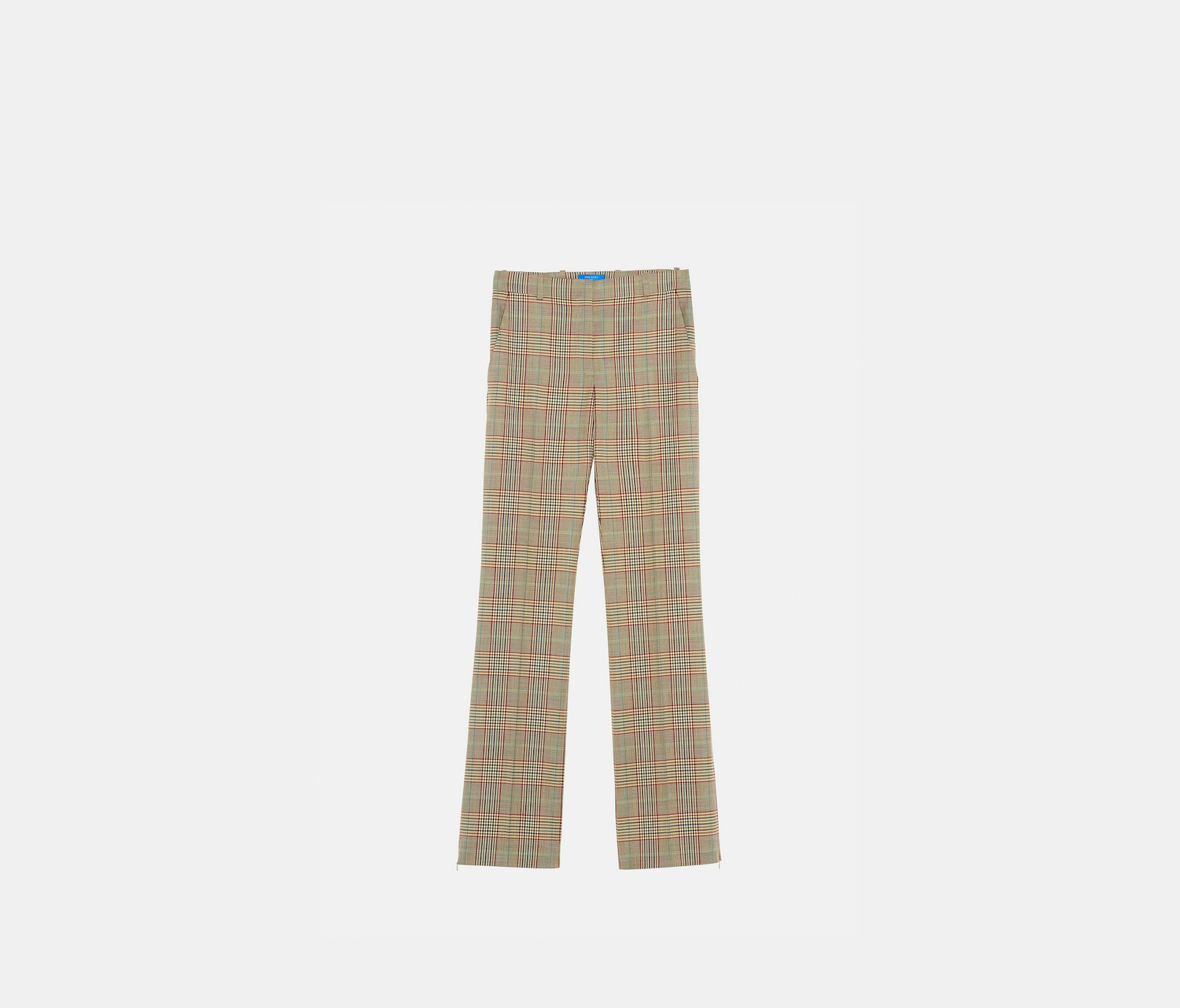Pantalon droit en laine à carreaux khaki - Nina Ricci